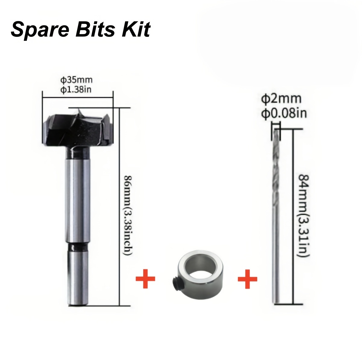 TEMU 1 Spare Bits Kit/concealed Hinge Drilling Guide Jig-1 Set 35mm Hinge Boring Jig Kit Aluminum Alloy Hinge Hole Opener Template Puncher Locator