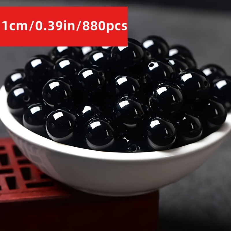 E-shop 4500/1800/880 Stück 6/8/10 mm 500 g / 17,64 oz Schwarze Acrylperlen, Halloween-, Weihnachtsaccessoires, Runde Durchbohrte Perlen für die