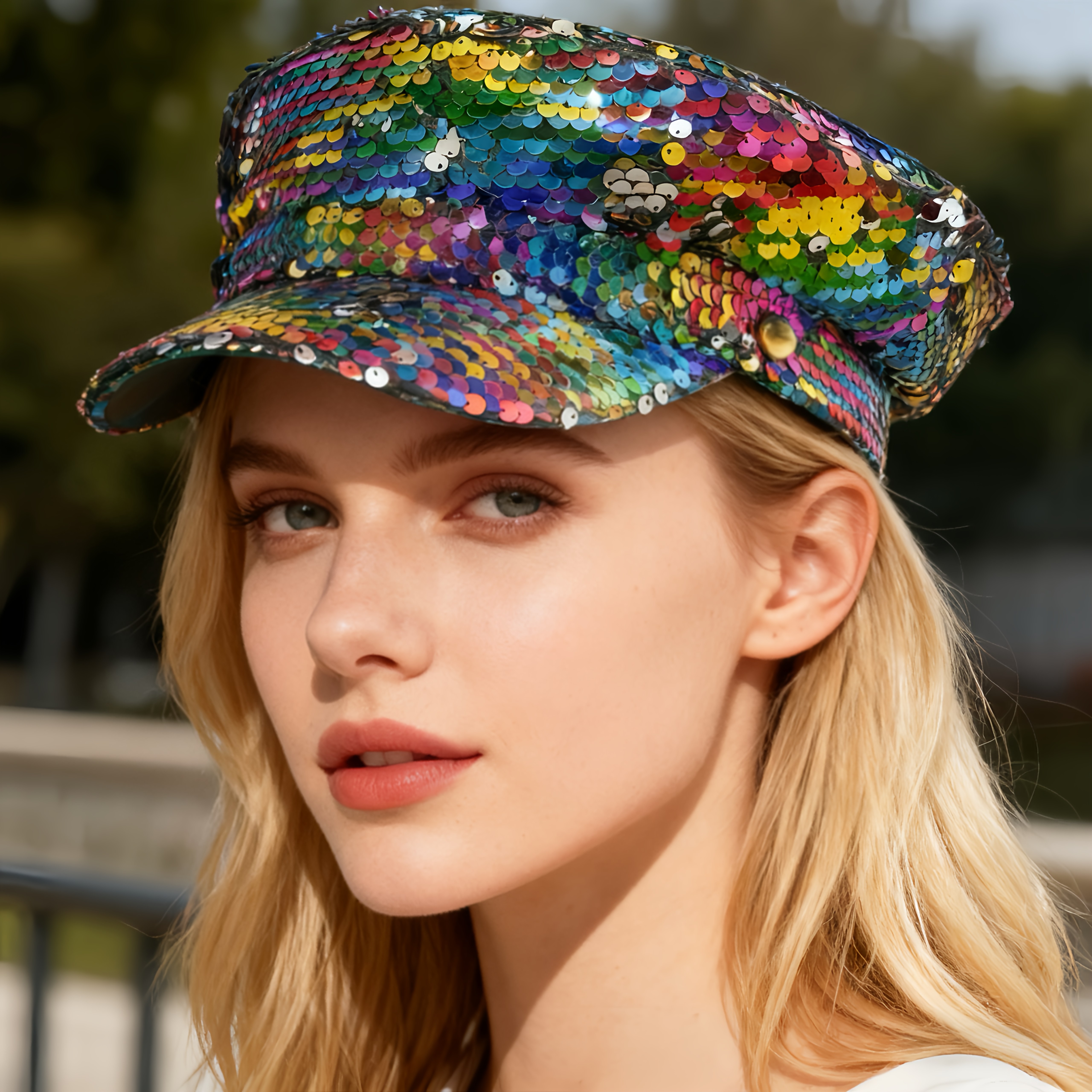 sequin beret sold on Temu United States