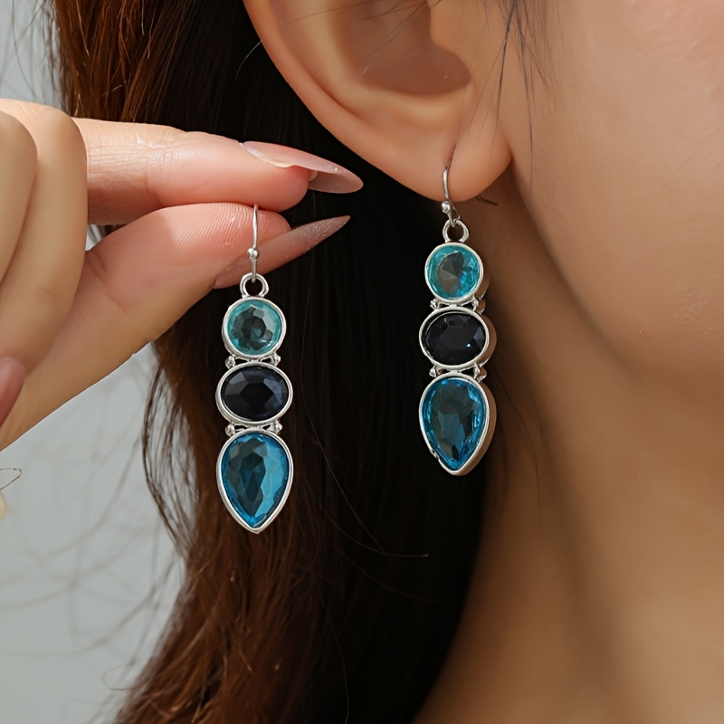 E-shop 1 Paar Damen Bohemian Style Elegante Tränenförmige Anhänger Ohrringe - Multicolor Glasverzierung, Alltags- und Party-Schmuck, Jahrestag,