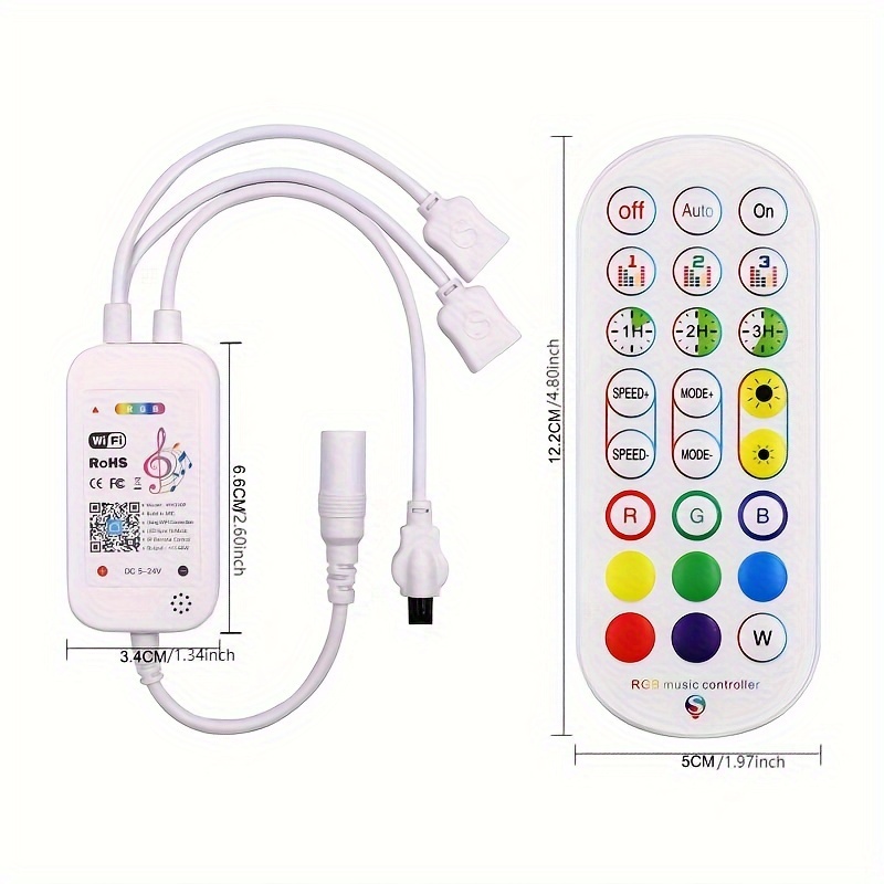 App Music Controller Led Seven Color Dimmer 24keyrgb Light - Temu