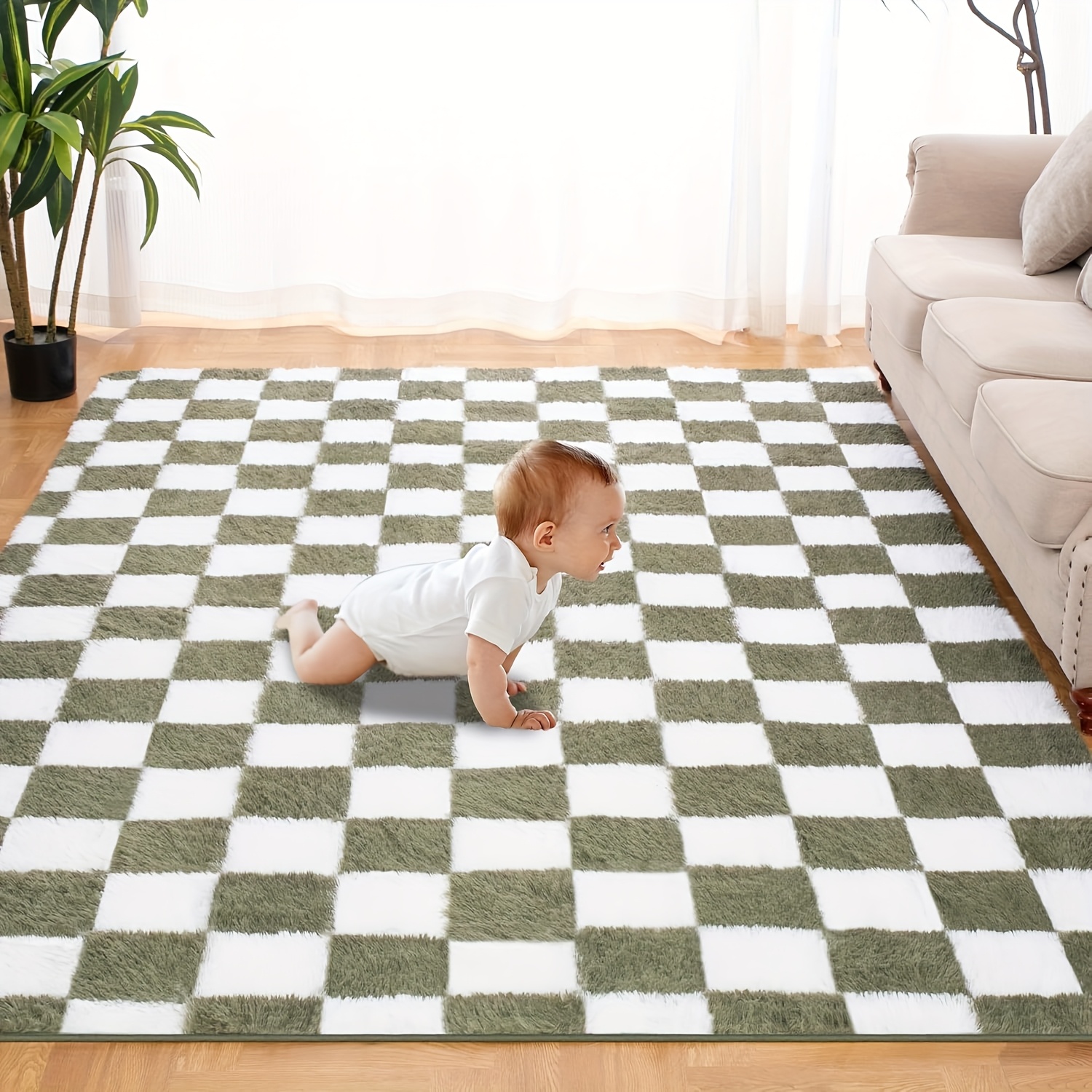 super soft rug for bedroom area rug classic checkered shaggy rug anti skid high pile soft fluffy rug fuzzy carpet for living room bedroom dorm home decor