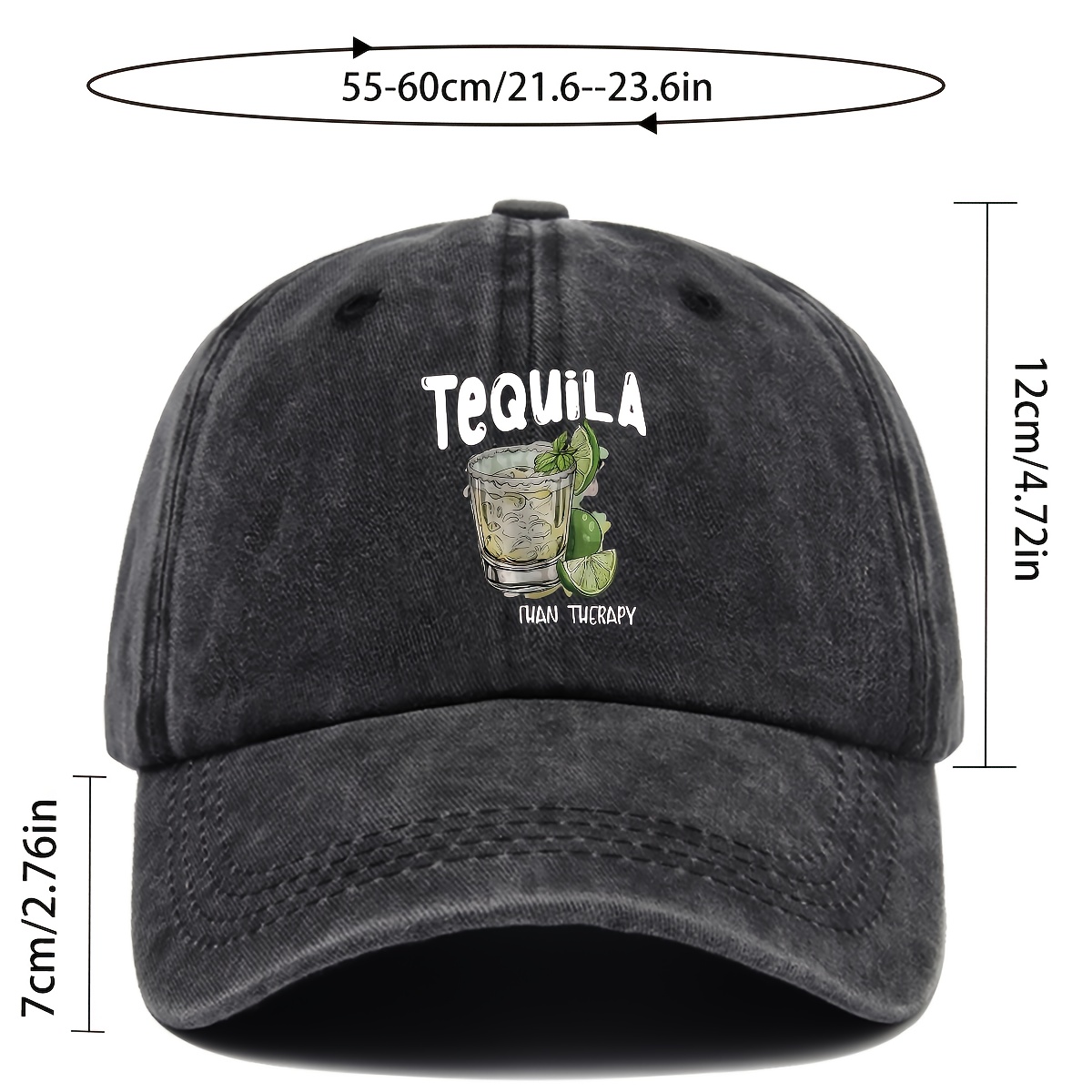 Lightweight Adjustable Baseball Cap with Tequila Cocktail Print