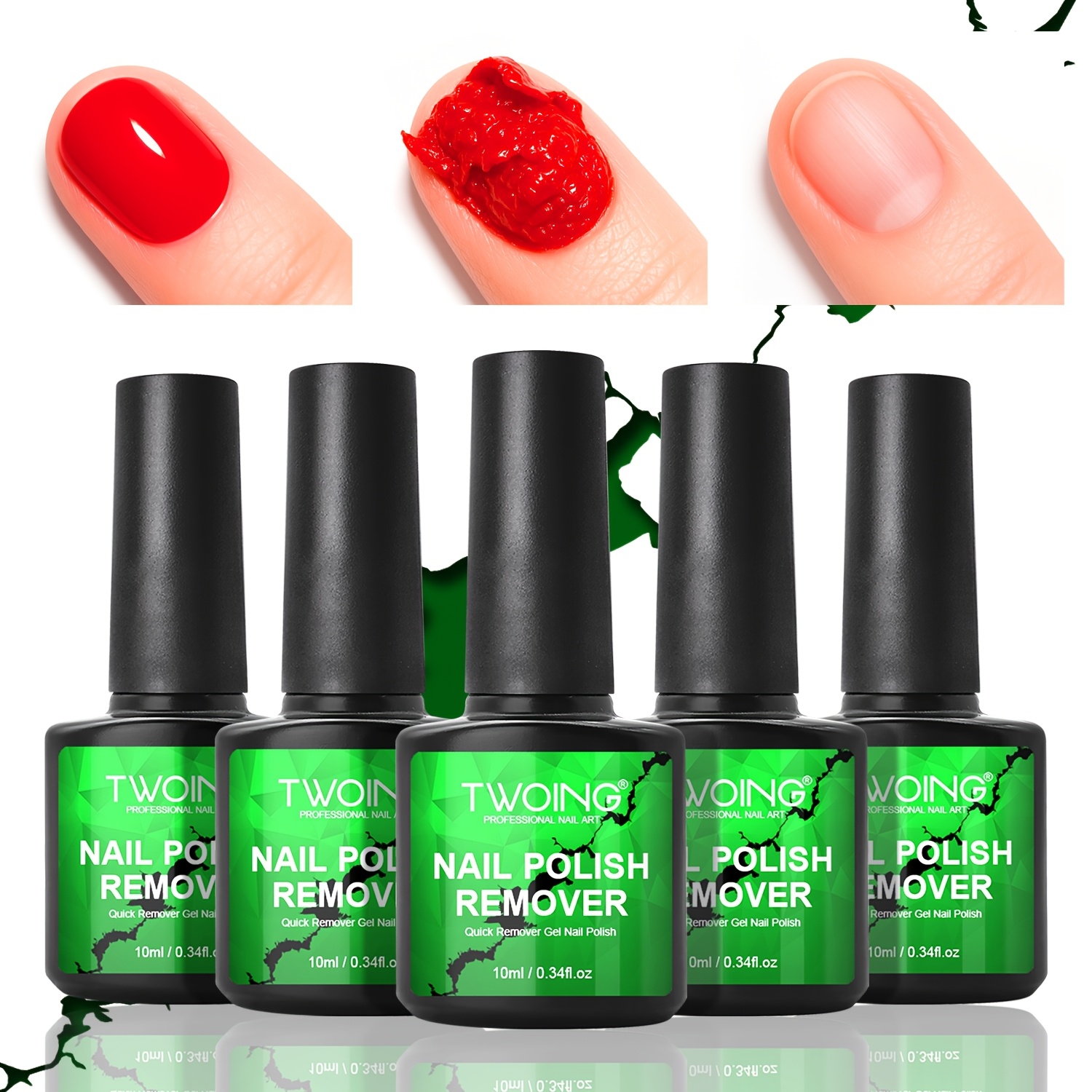 TEMU 5 Bottles Nail Polish Remover Set - Quickly Removes Gel -3 Mins Without Soaking Or Wrapping, Easy Soak-off Nail Glue & Polish Remover For