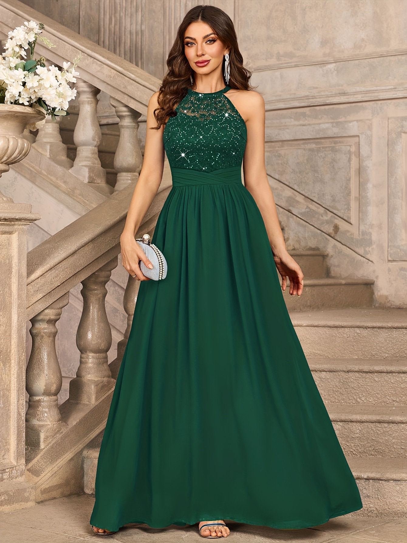 green dress jennifer lopez [In Stock]Luxury Evening Dress with Cape Sleeves SS205