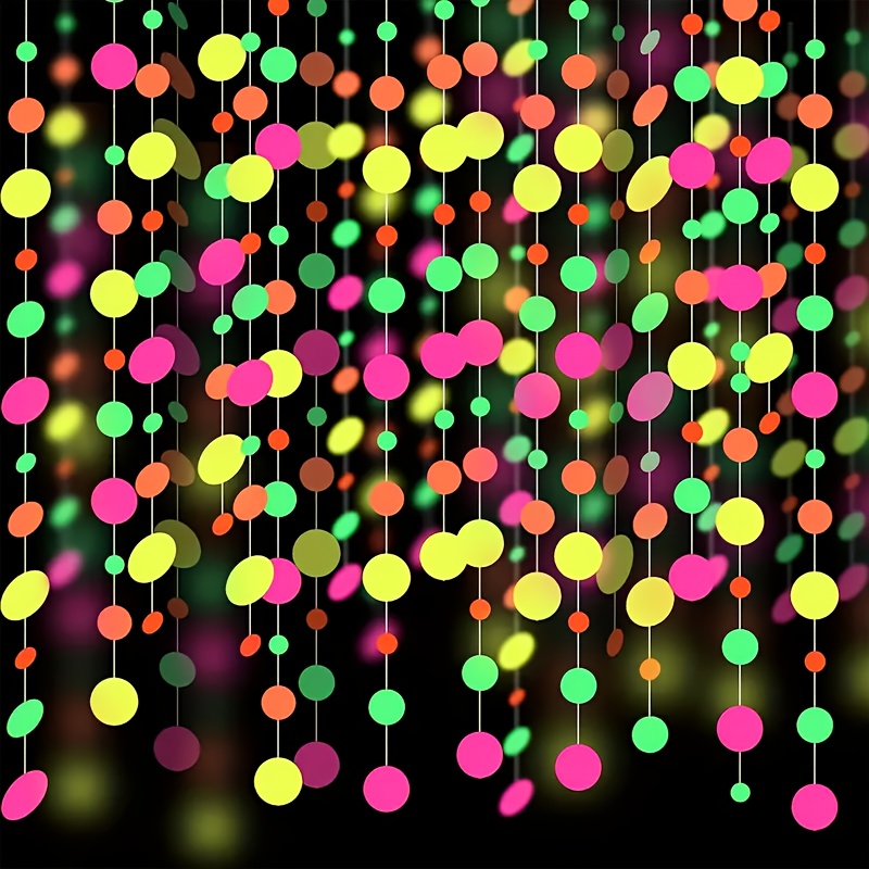 

4-meter Vibrant Neon Dot Garland - Non-electric Paper , Graduations, All , Black Light Events & Birthday Decorations, Celebration Accessories| |lightweight Design, Graduation Party Decorations