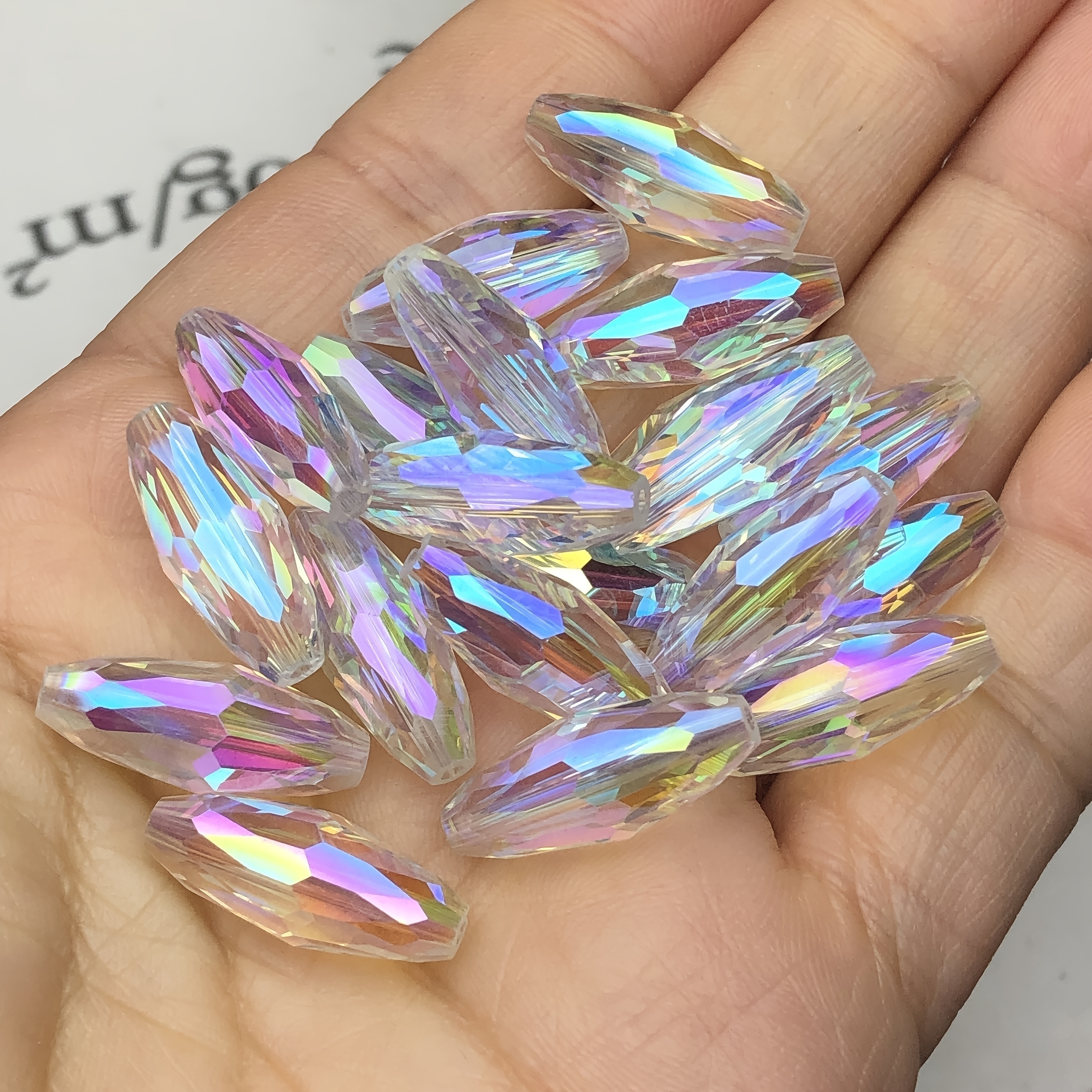 

8x20mm 10/20pcs High-end Imported Ab Crystal Glass Drum Loose Craft Beads For Jewelry Making Diy Bracelet Accessories