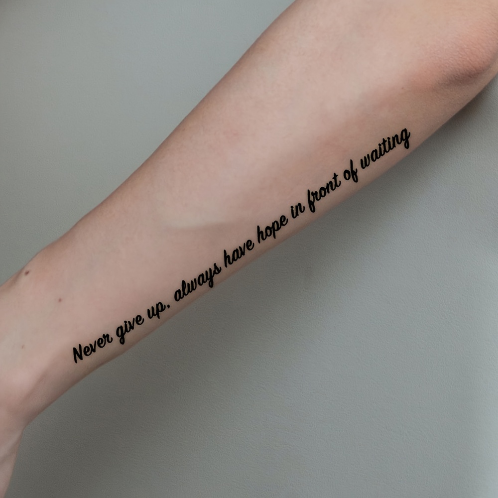 Black English Short Sentence Temporary Tattoo Sticker