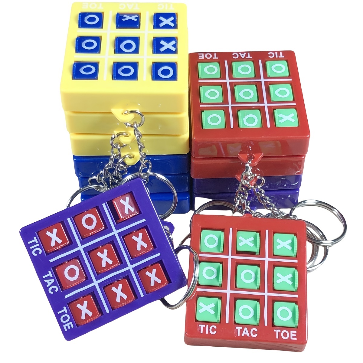 

12-pack Mini Tic Tac Toe Keychains For Kids - Educational Learning Toys For Children Ages 3-6, Plastic Key Ring Games For Birthday Party Favors