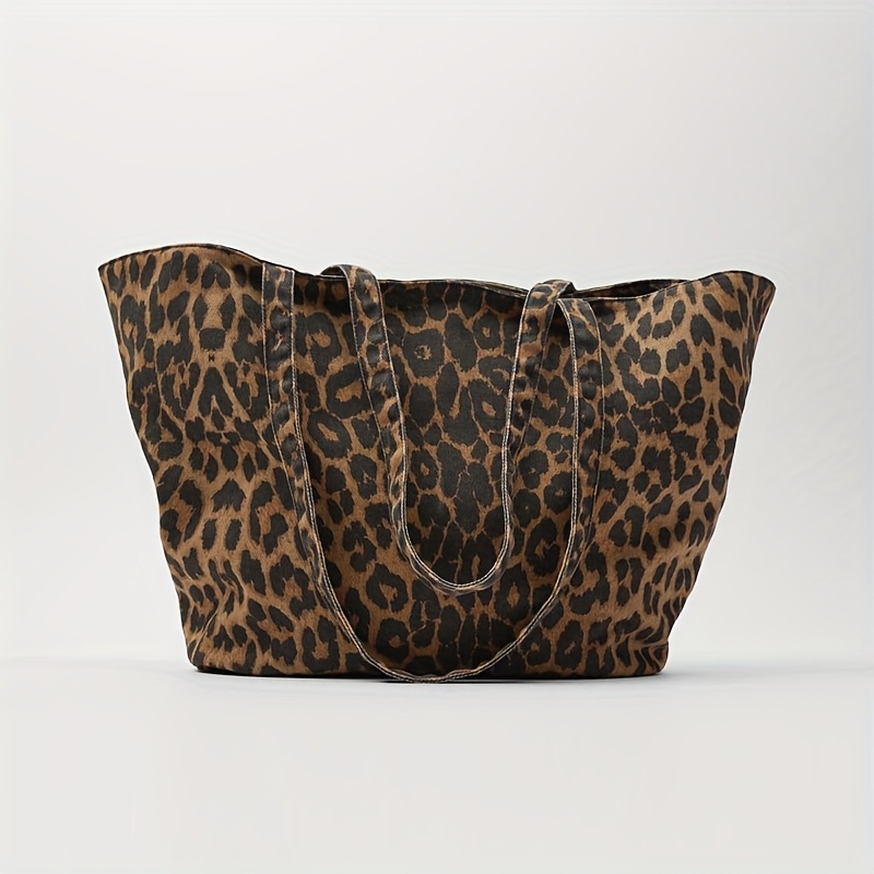 1 Versatile Leopard Commuter Tote Bag, Large Capacity In Fabric