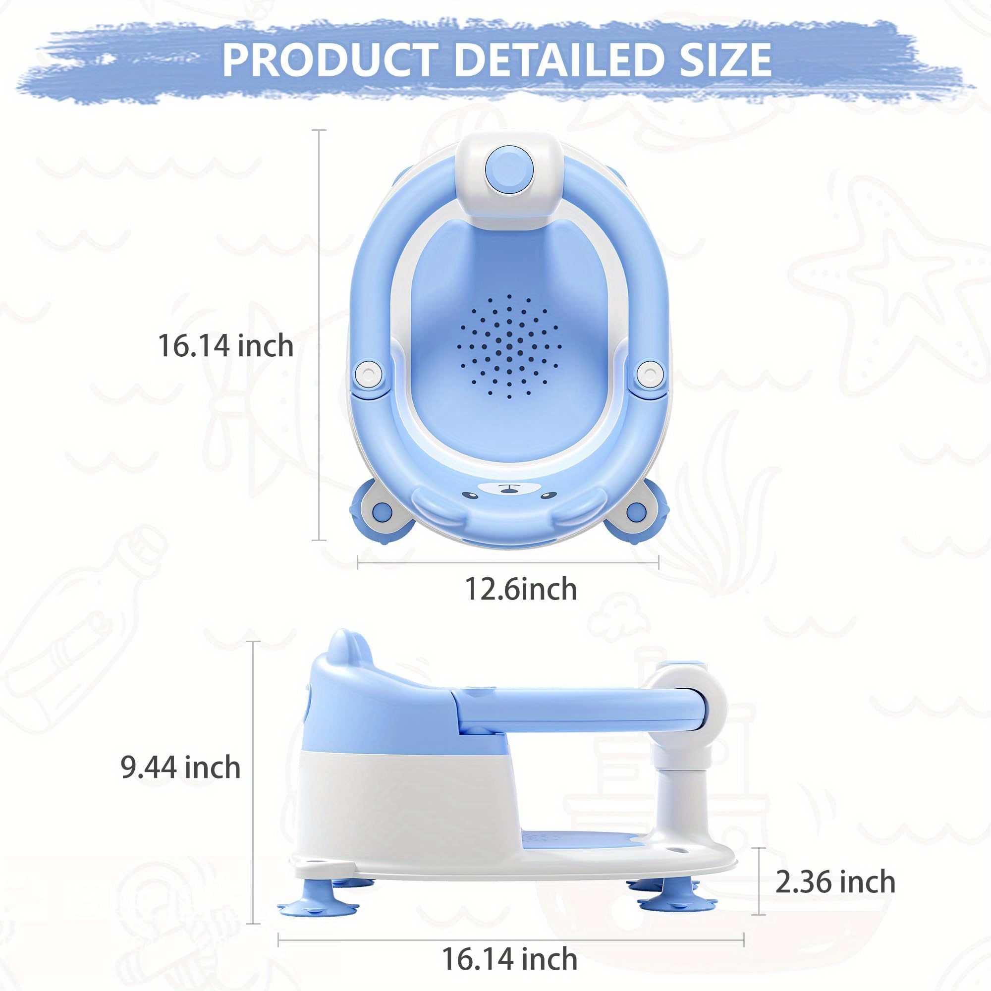 Baby Bath Seat for 6 Months and Up with Non-Slip Suction Cups and Soft Cushion, Toddler Bath Support Chair in Multiple Colors