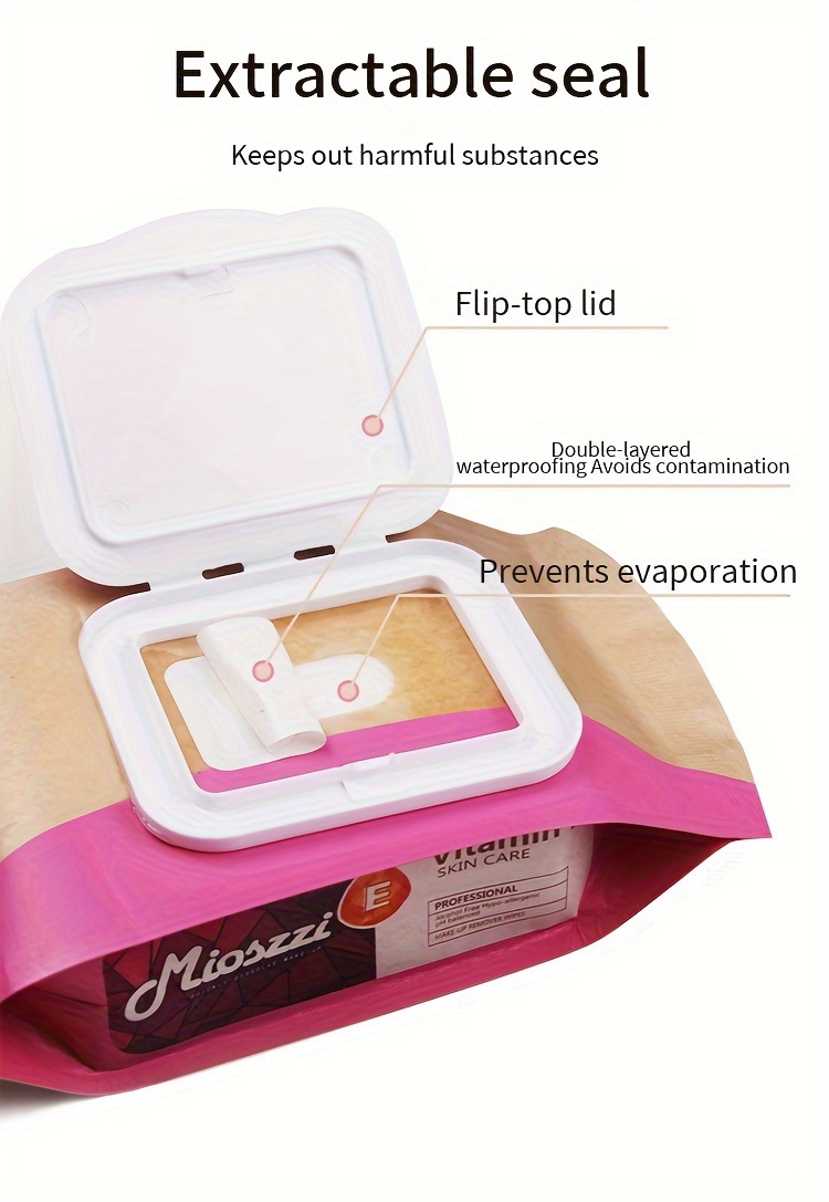 VE Makeup Remover Wipes Sodium Hyaluronate Eye Makeup Remover Lip Full Face Moisturising Cleaning Cleansing Wet Towelettes Facial Cleansing Towelettes HyaluronicAcid Hydrating Makeup Remover Wet Wipes Gifts For Women