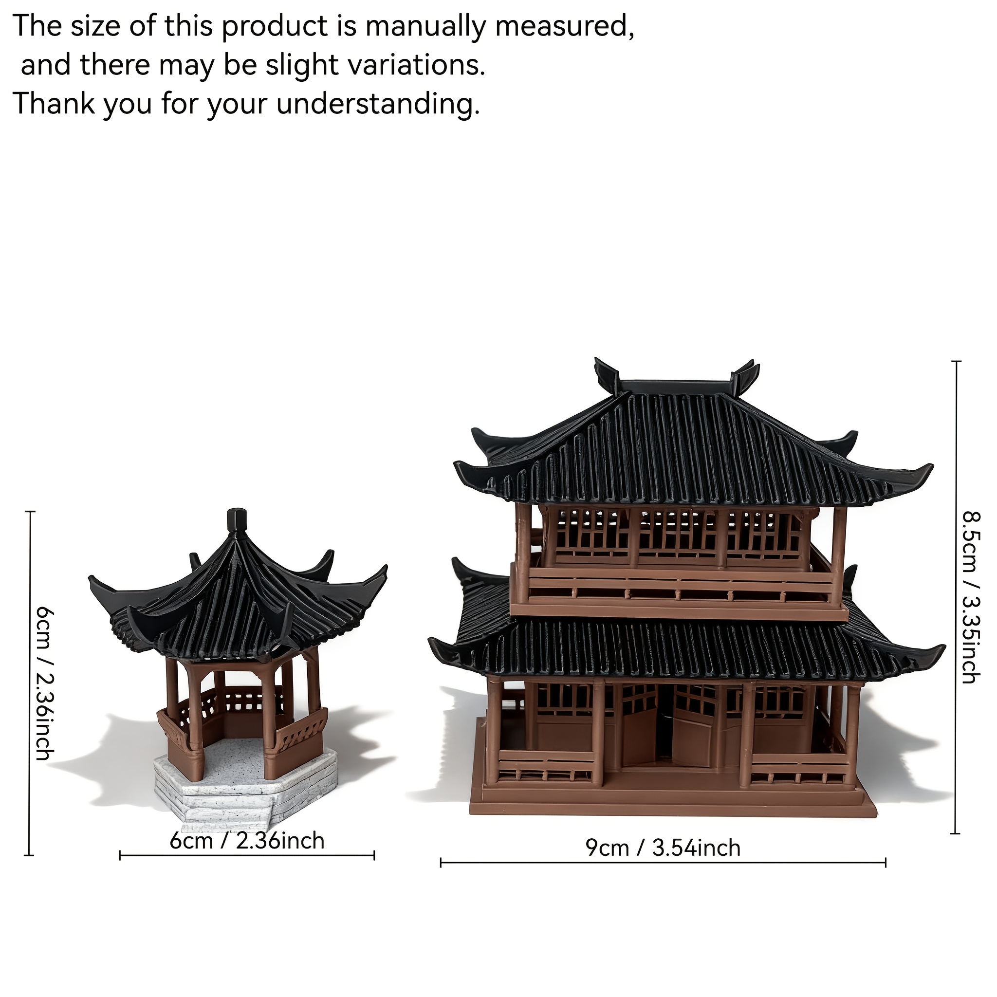 TEMU 2pcs 3d Printed Gazebo Loft And Huayangxuan Micro Landscape Ancient Building Ornament Suitable For Desktop Decoration