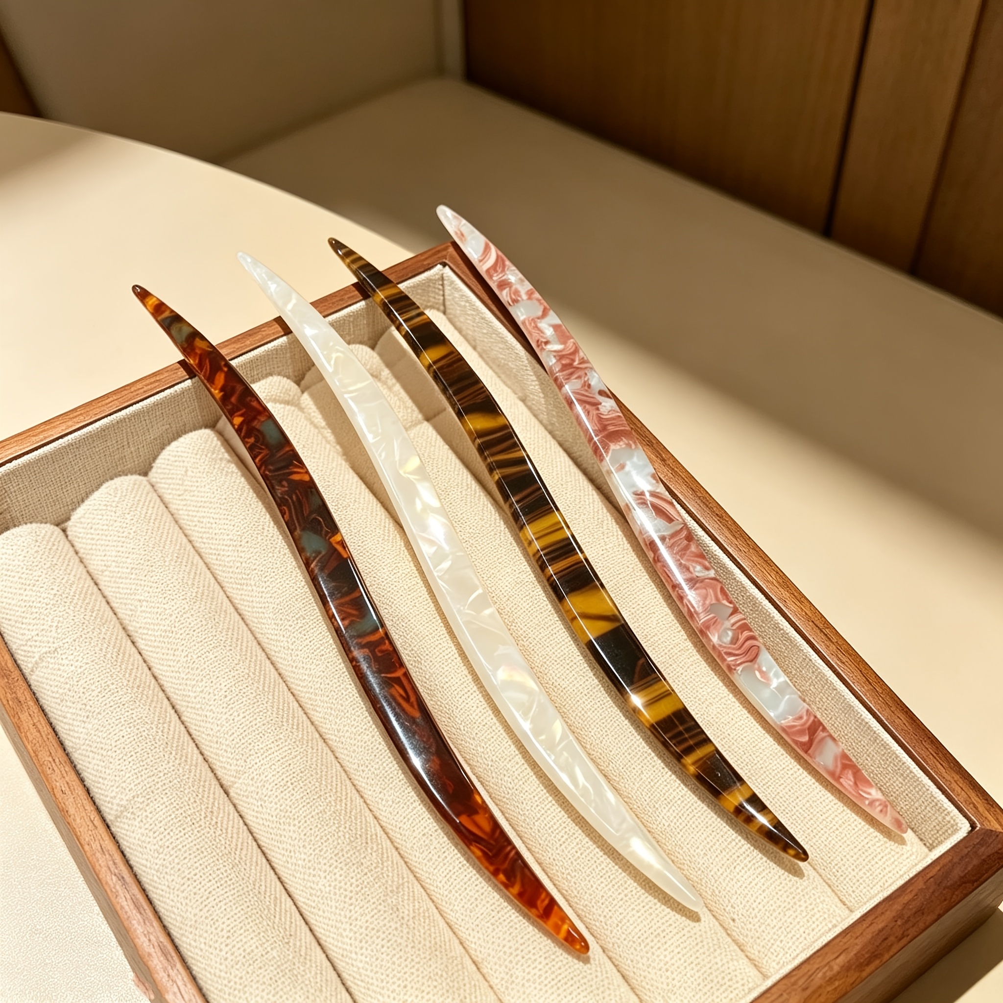 Image of 4pcs/ New Chinese Style Hairpin For Women, Easy And Fashionable Hair Bun Hairpin, Elegant Bun Head Thickened Hairpin, Ancient Style Hair Clip Headwear