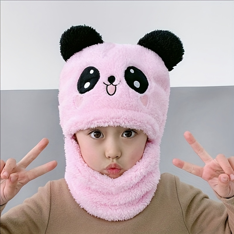 Image of 1pc Lovely Thickened Warm Mask Earmuffs Autumn Winter Ear Protection Cap Hat, Winter Warm Hat Neck Leggings Hat, Integrated With Boys And Girls Ear Protection Device