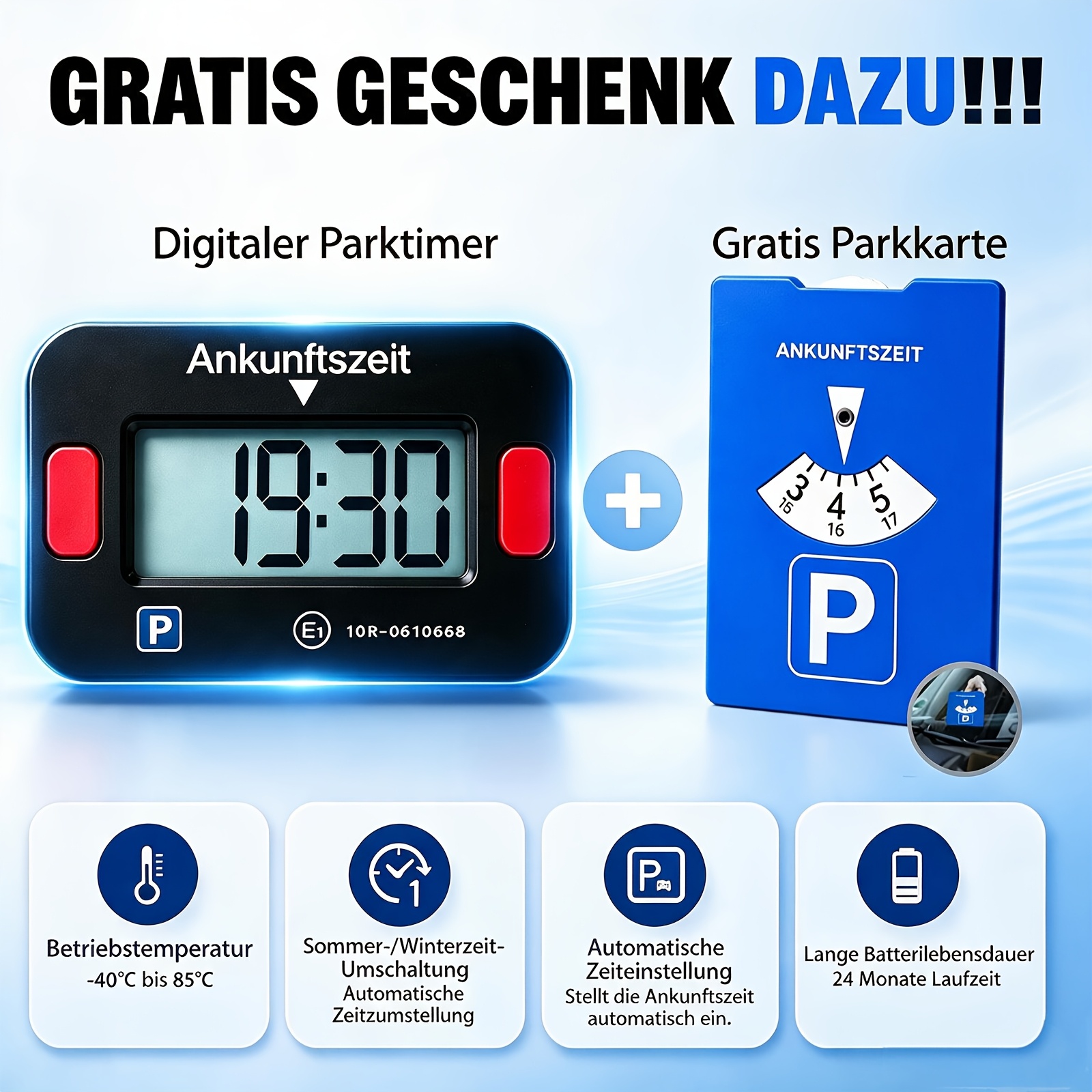 2-pack Sign Set (1 Mini Red Square + 1 Standard Sign) | Auto-sensing Electronic Timer | Hd Digital Display Parking Number Plate | Compact & Portable With Big Features Holiday Gift For Family &