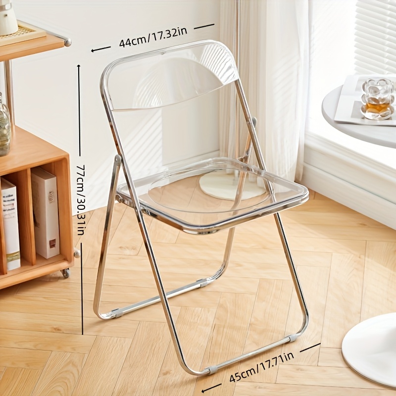 Easy Photography Clothing Store Stool, No Cushion Design, Transparent Acrylic Folding Chair, Suitable for Restaurants, Offices, Reception Areas, Etc., Modern Minimalist Style Living Room Chair