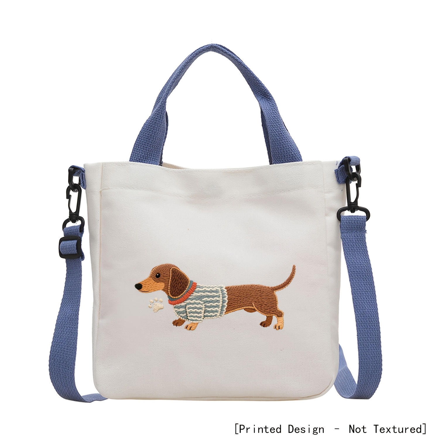 TEMU [printed Design - Not Textured] Sausage Dog Pattern Tote Bag, Handbag, Multi-functional Crossbody Bag, Handheld Shopping Bag, Makeup Bag, Large