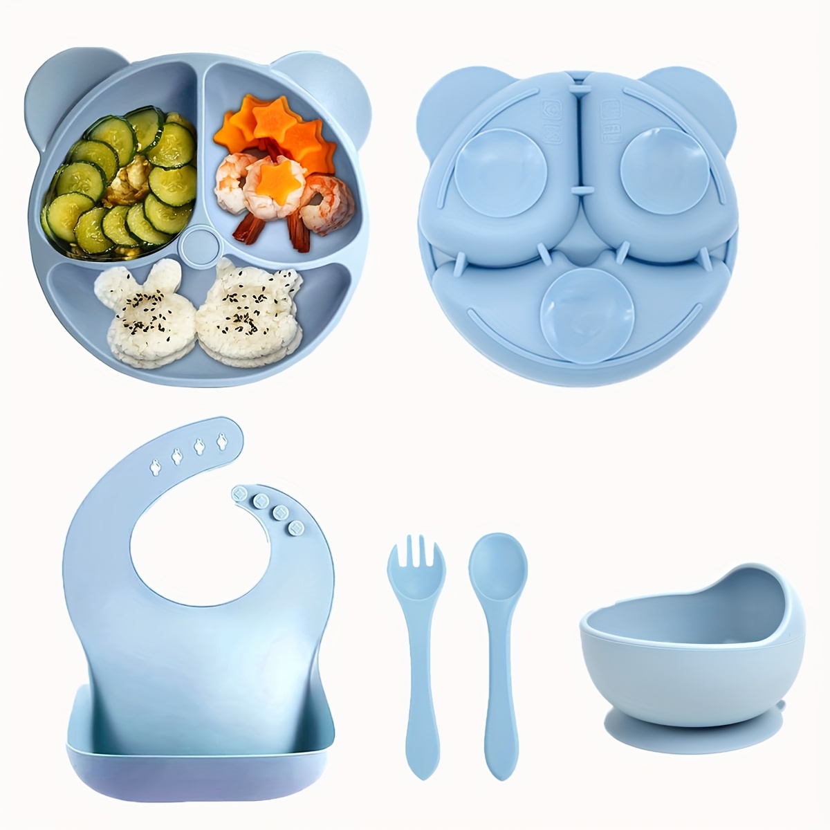 Assiette Bébé Avec Ventouse En Acier Inoxydable – 3 Compartiments Anti-Débordement + Cuillère Offerte – Vaisselle Enfant Incassable Et Sûre