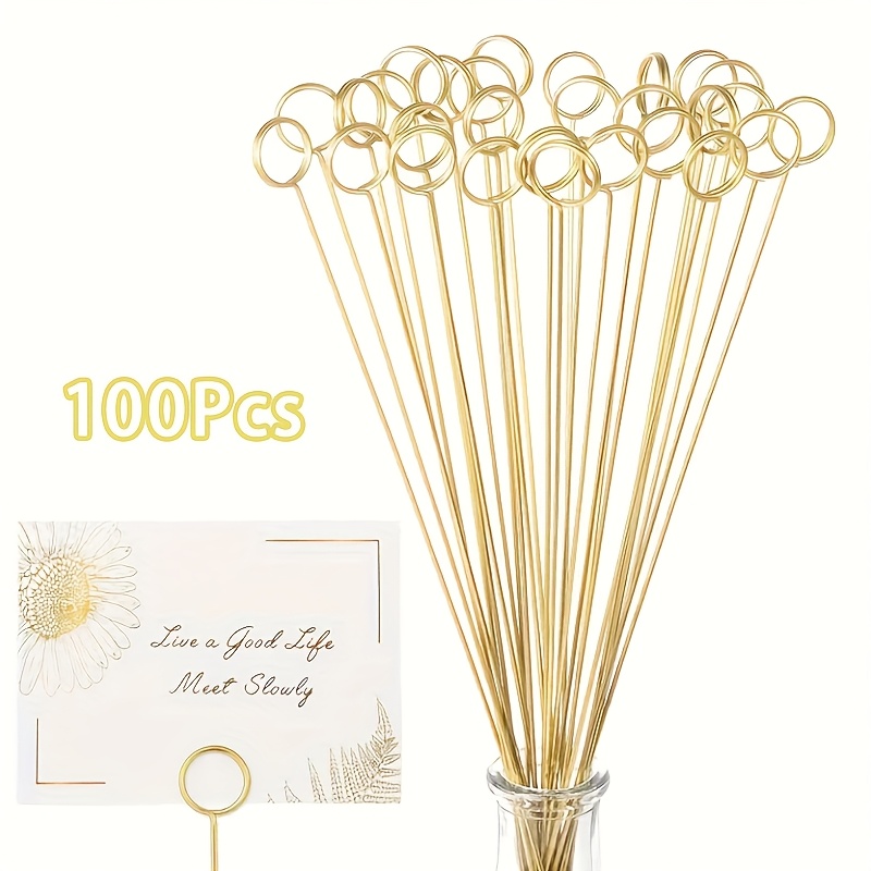 TEMU 100pcs Soportes Elegantes de Metal para Tarjetas de Flores - Clips Versátiles para Fotos y Notas para , Fiestas, Decoración de Oficina - Ideales