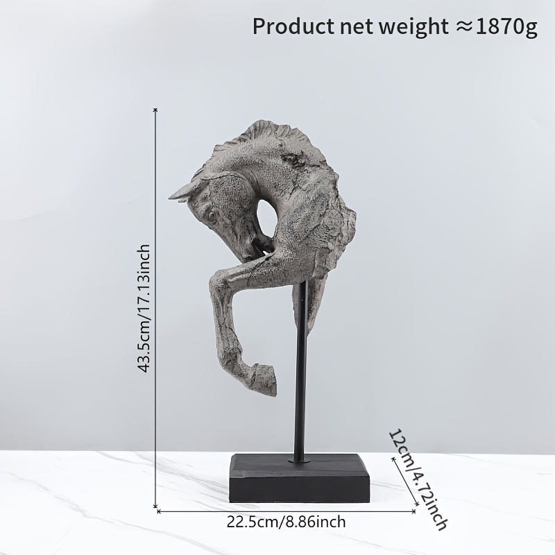 An American-Style Vintage General'S Leg-Lifting Horse Head Statue, Featuring a Sturdy Display Stand, Suitable for Indoor And Outdoor Decoration, Equine Wall Art for Home, Office