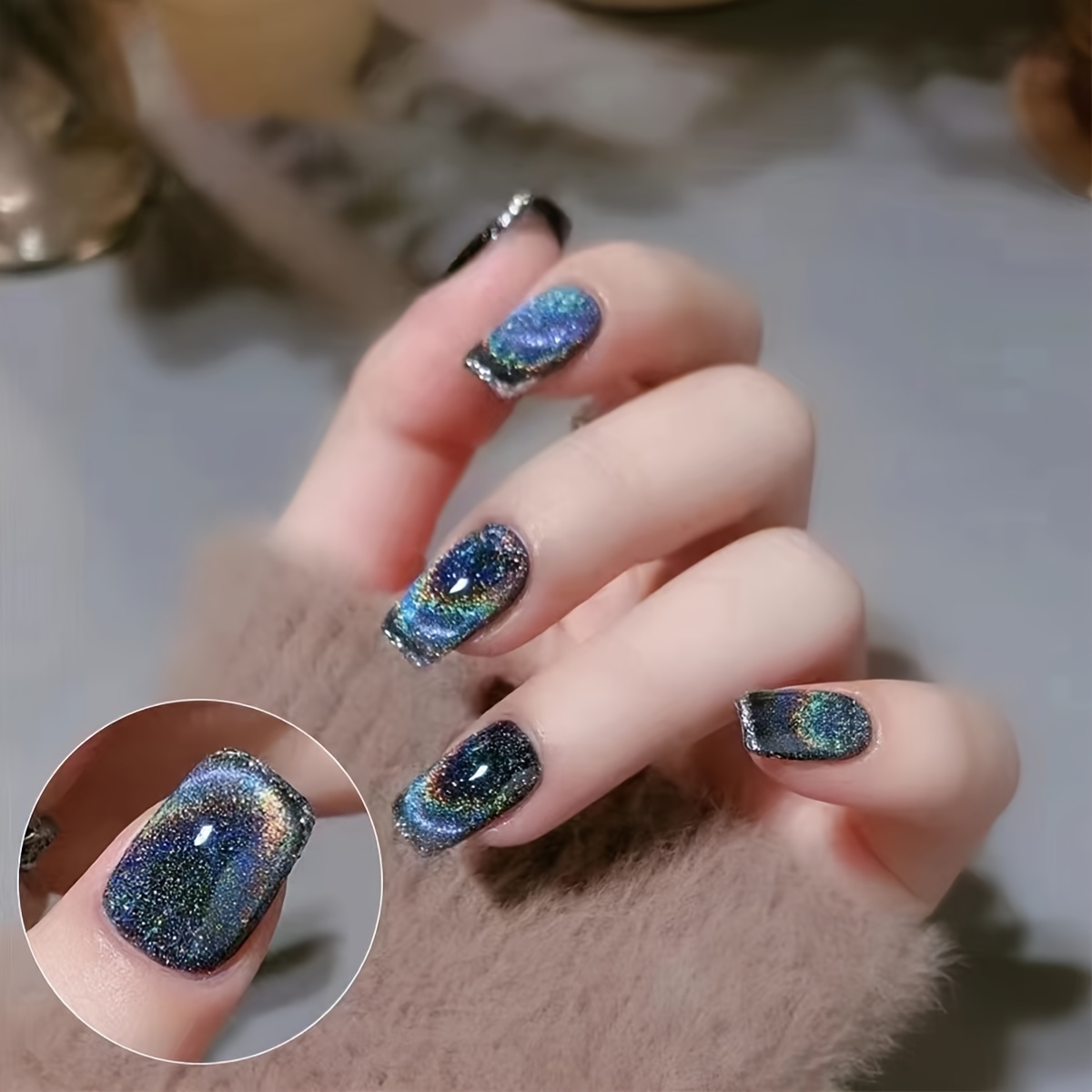 Image of 24pcs Handmade Rainbow Elf Wearable Nail Art Colorful Finger Nail Stickers Removable Nails Fashion Versatile White Essential For Daily Wear Holiday Gifts
