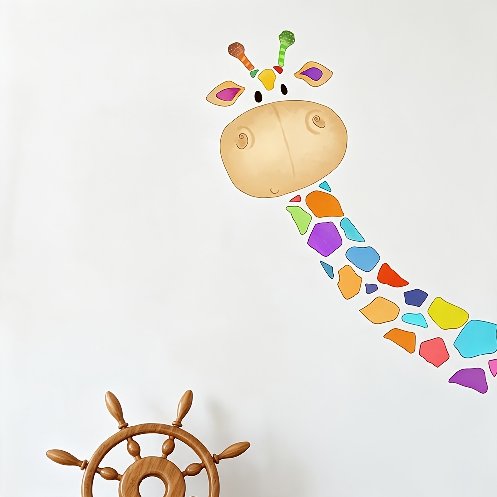 Image of Colorful Giraffe Wall Sticker For Bedroom Door, Suitable For Bedroom, Living Room, Sofa Decorative Wallpaper Self-adhesive Decals