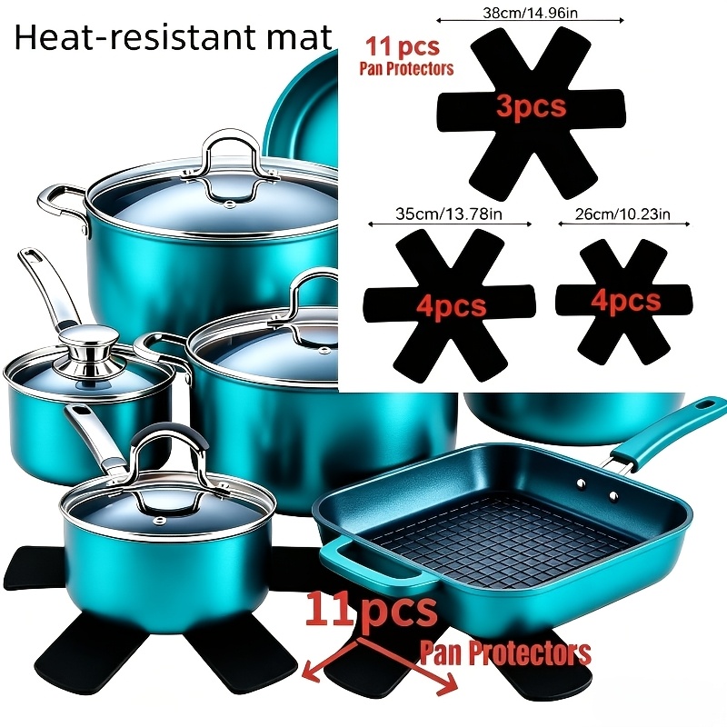 TEMU 11pcs Set Of High-quality Pan Pads With Scratch-resistant Pattern. Washable And Reusable, Felt Pan Pads Are Suitable For All Types Of Cookware.