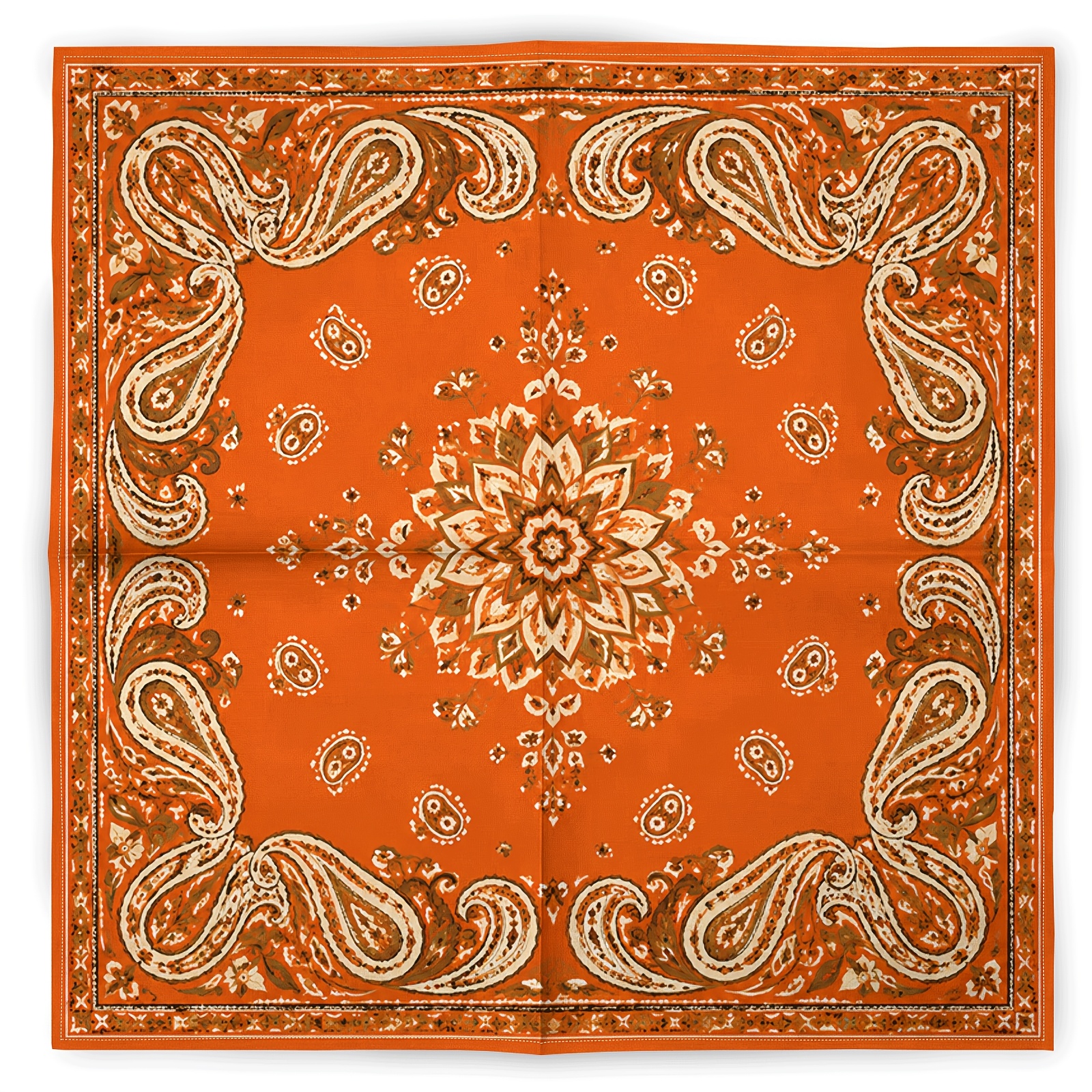 TEMU Orange Paisley Vintage Fashion Scarf Neck Gaiter, Hip-hop Pop Headscarf, Sports Bandana, Face Scarf, Headwear Accessory