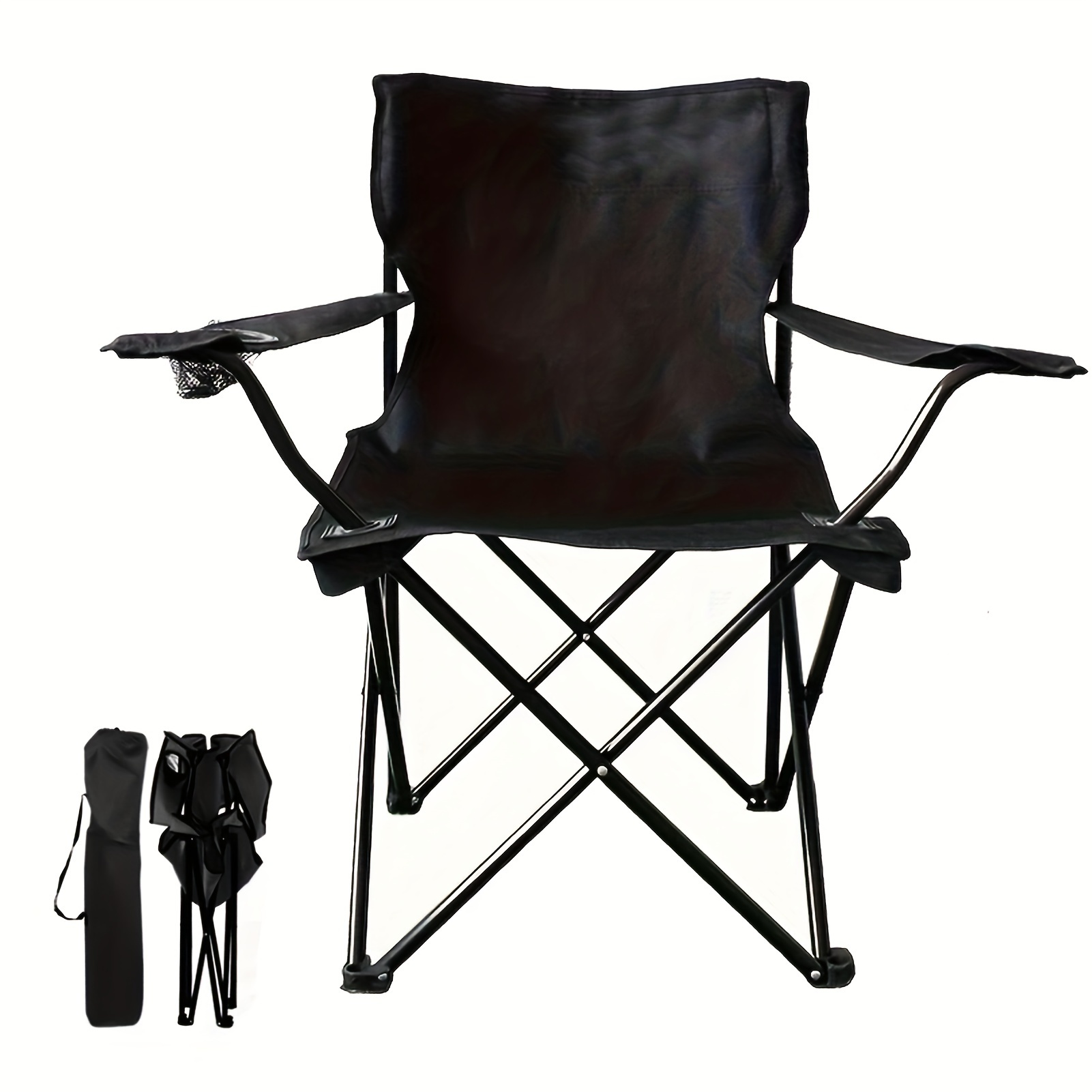 Portable Folding Chair with Carry Bag,Oversized Lightweight Camping Chair  with Cup Holder and Heavy Duty Steel Frame,Lounge Chair for Hiking Camping