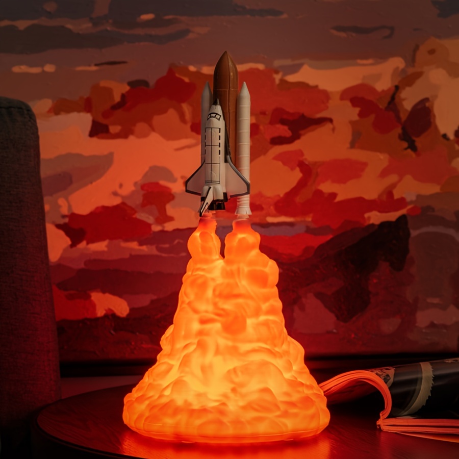 

3d Printed Rocket Lights, Night Lights, Ambient Lights, Model Lights, Suitable For Bedroom And Desktop Decoration, Suitable For Christmas And Other Holiday Gifts