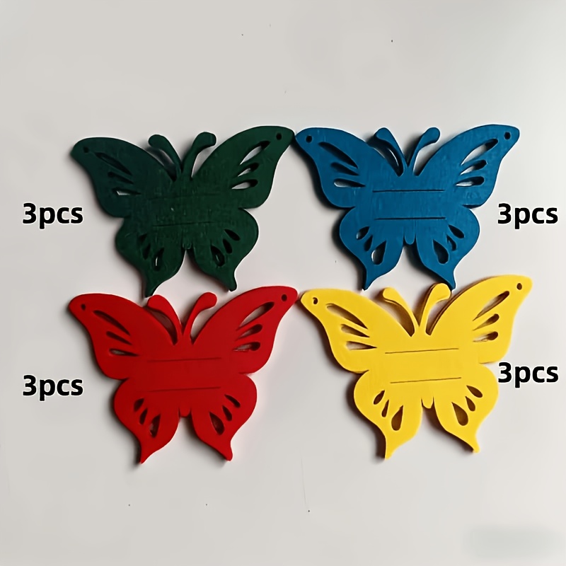 E-shop 12-teiliges -Schmetterlings-Utensilienhalter-Set, Kreative bunte schmetterlingsförmige Utensilientaschen, -Tischsets, Utensilientaschen,