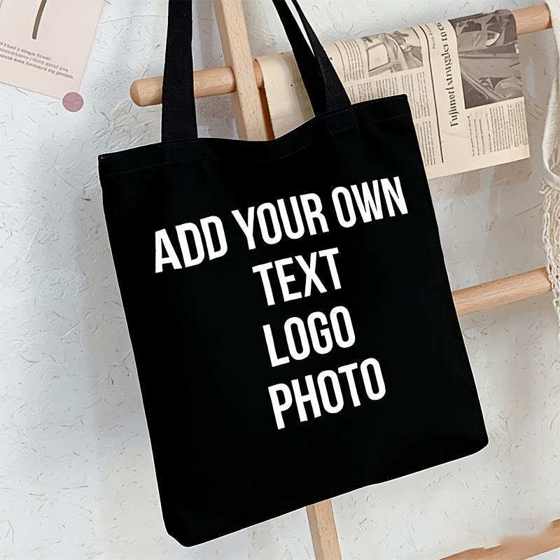 TEMU Diy Custom Text Logo Picture Print Canvas Tote Bag Christmas And New Year's Creative Gifts Preferred Personalized Student Commuting Shopping Bag