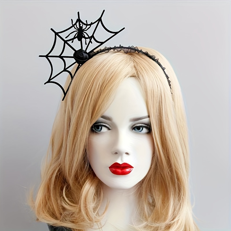 

Gothic Spider Web Headband - Vintage Halloween Hair Accessory, Polyester, Animal Theme, Exaggerated, Funny Headpiece,