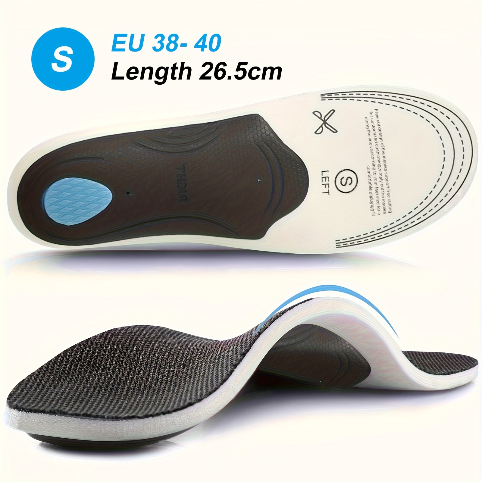 Image of Adults' Insoles, High Arch Insoles, Breathable Shock Absorption Shoe Inserts Comfortable Sports Shoe Inserts For Shock Absorption, Arch Support Insoles