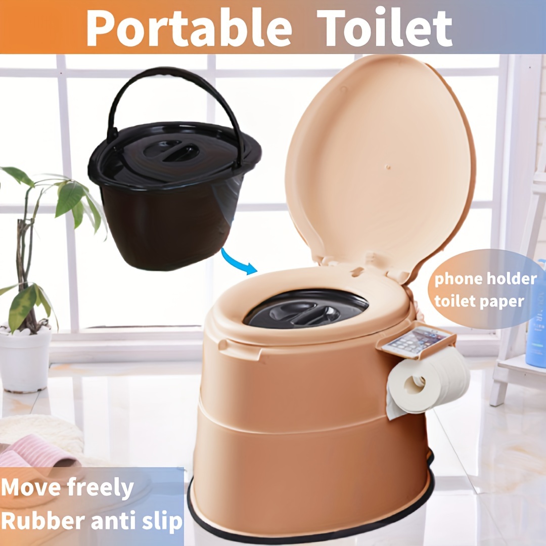 

Removable Toilet, Portable Toilet With Detachable Inner Bucket And Phone Holder For Camping, Hiking, Rv, Room