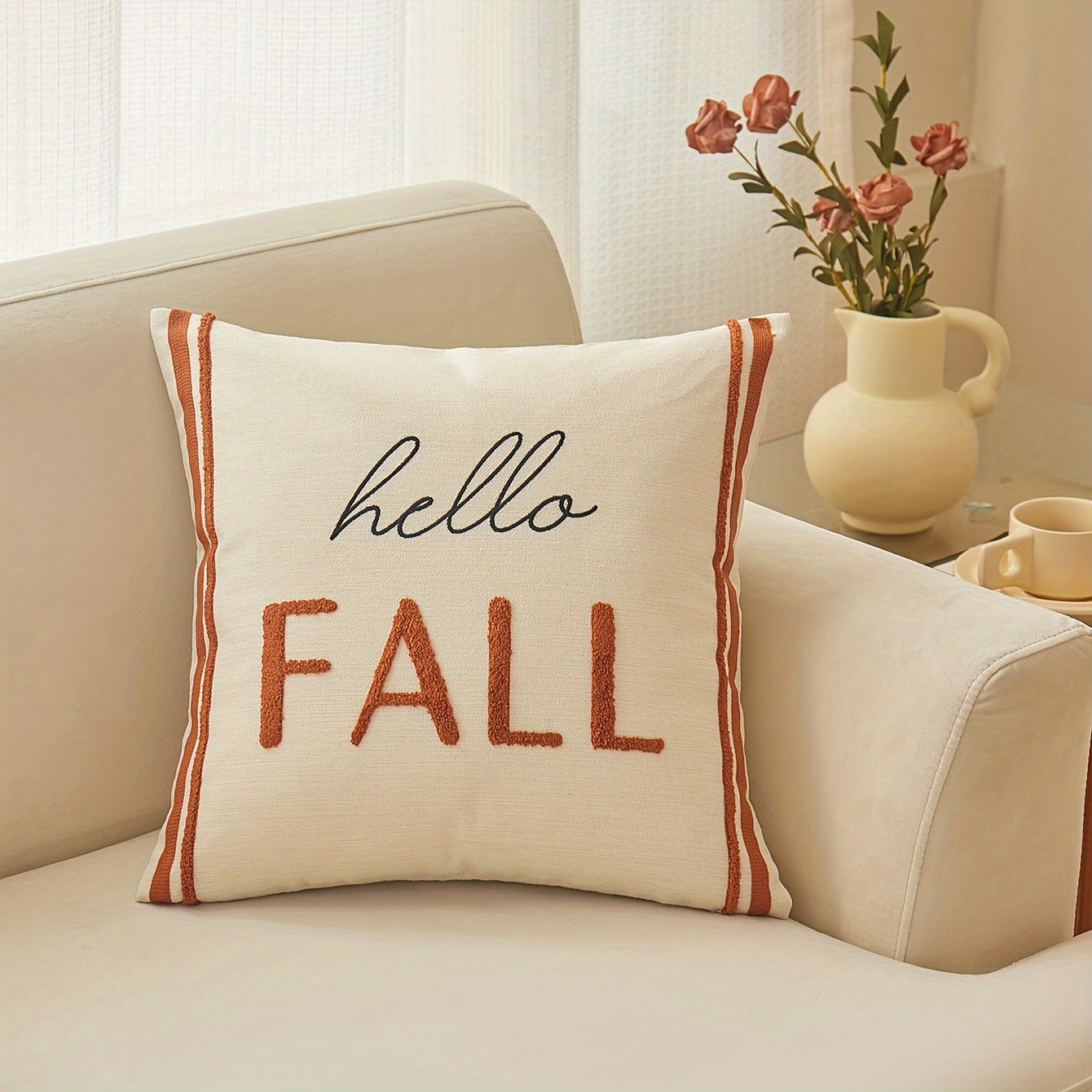 1pc Embroidery Polyester Throw Pillow Case, Case, Decorative Pillow Cover For Living Room Bedroom Couch Sofa, Home Decor Room Decor Party No Pillow Insert 17.72inch*17.72inch 19.6inch*11.8inch