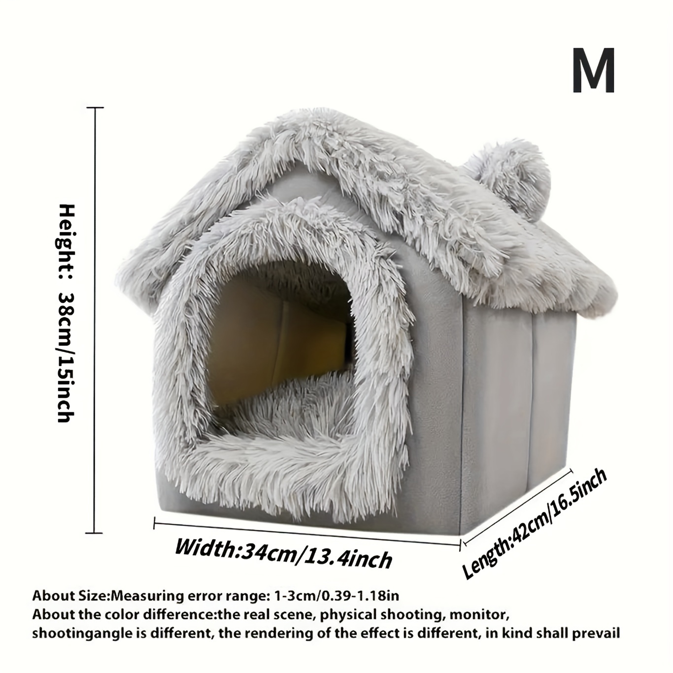 TEMU Winter Plush Pet House, Warm Removable Cat House, Universal Semi-enclosed Pet Sleeping Bed Soft Cat Kennel