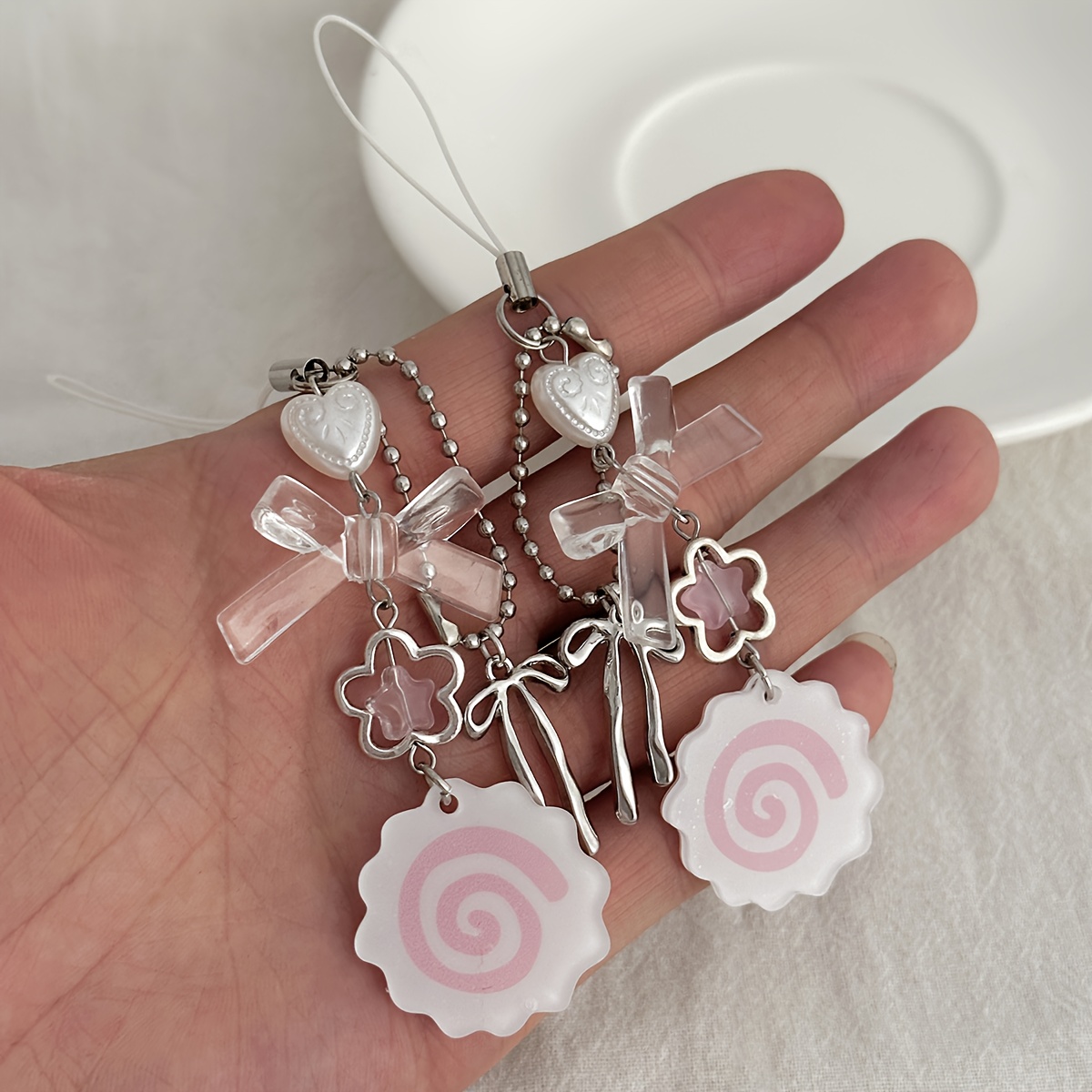 Image of And Cute Bow Keychains, Perfect For Campus Use, Suitable As Phone Charms Or Elegant Additions For Women's Bags, Keychains, And Gifts For , , Or . Strengthen The Of Friendship
