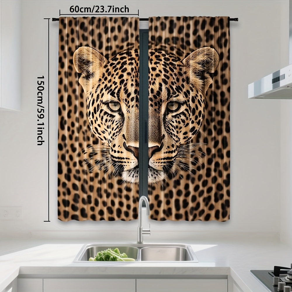 TEMU 2pcs, Black Print Artistic Print Curtains Polyester Rod Light Filtering For Bedroom Living Room Office, Perfect For Seasonal, Christmas, And
