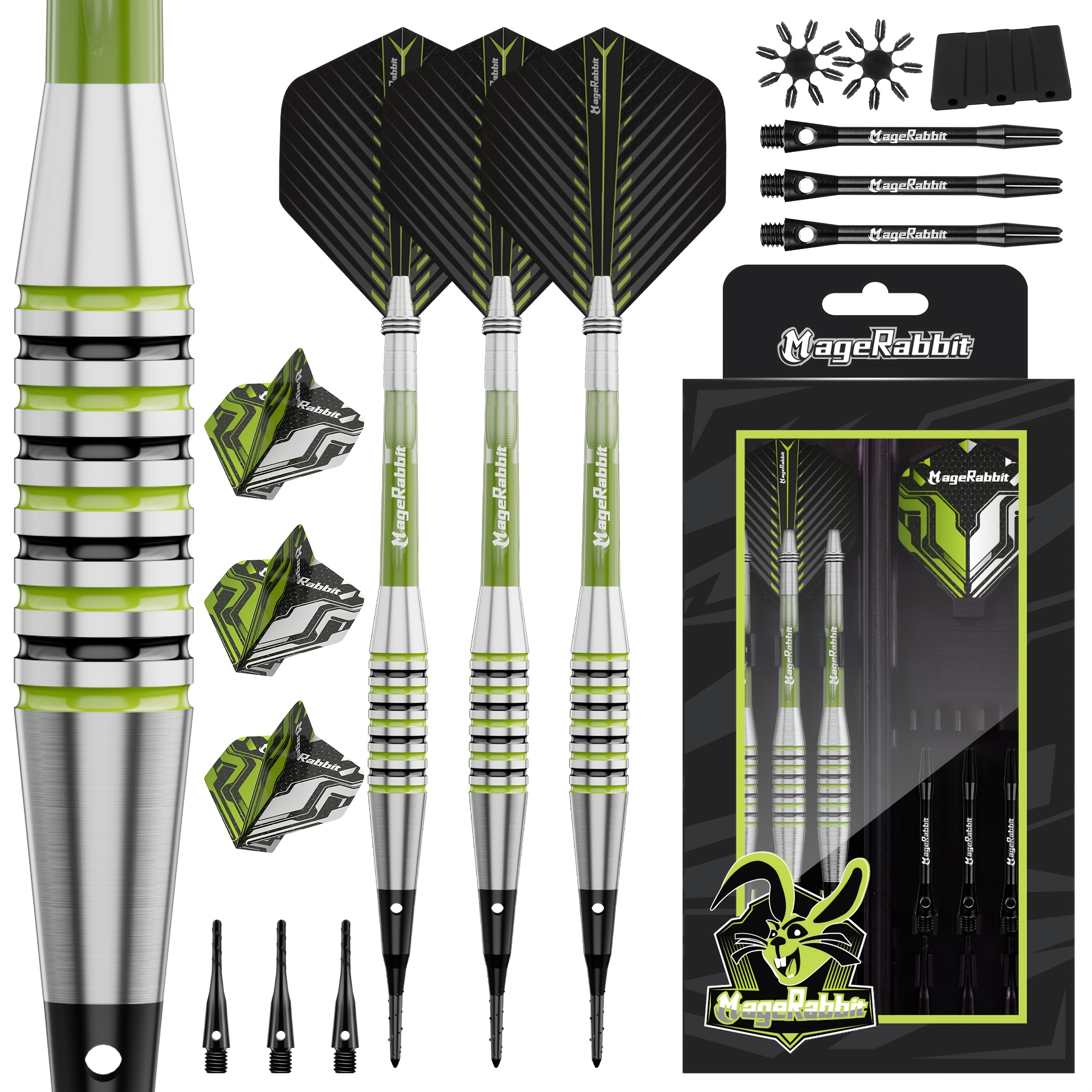 Image of Magerabbit Darts 18g 3pcs+extra Dart Flights And Alum Shafts, Electronic Darts For Electronic Dart Board