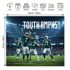 1pc football themed backdrop with text green jersey players music festivals bohemian weddings themed parties photo booths and artistic decor polyester material outdoor event decor football theme decor durable polyester football party decorations