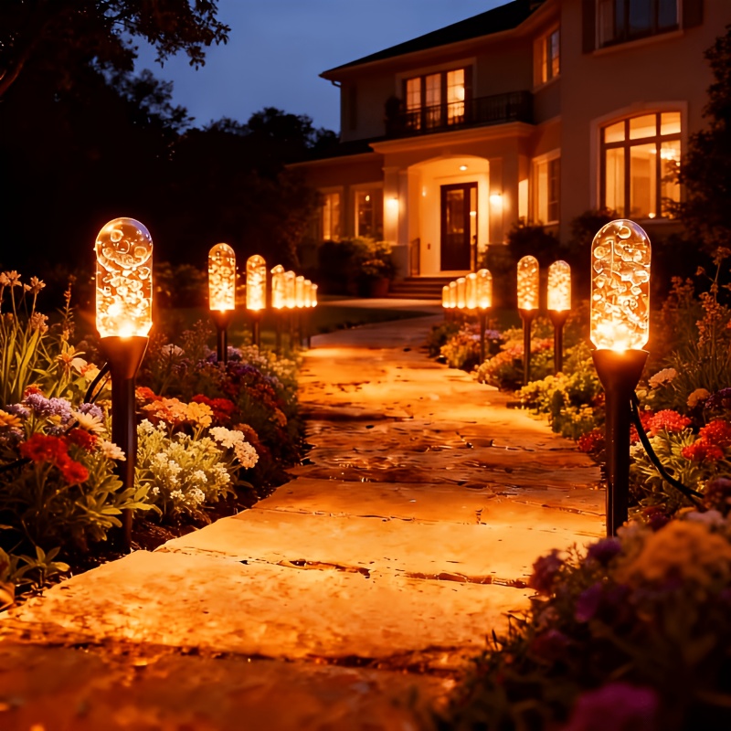 TEMU 20/10pcs Solar Garden Crystal Lights | Outdoor Lawn Lights With 8 Lighting , Daytime Auto-off, Night-on, Multicolor, Semi Flush Mount, Crystal Embellishment