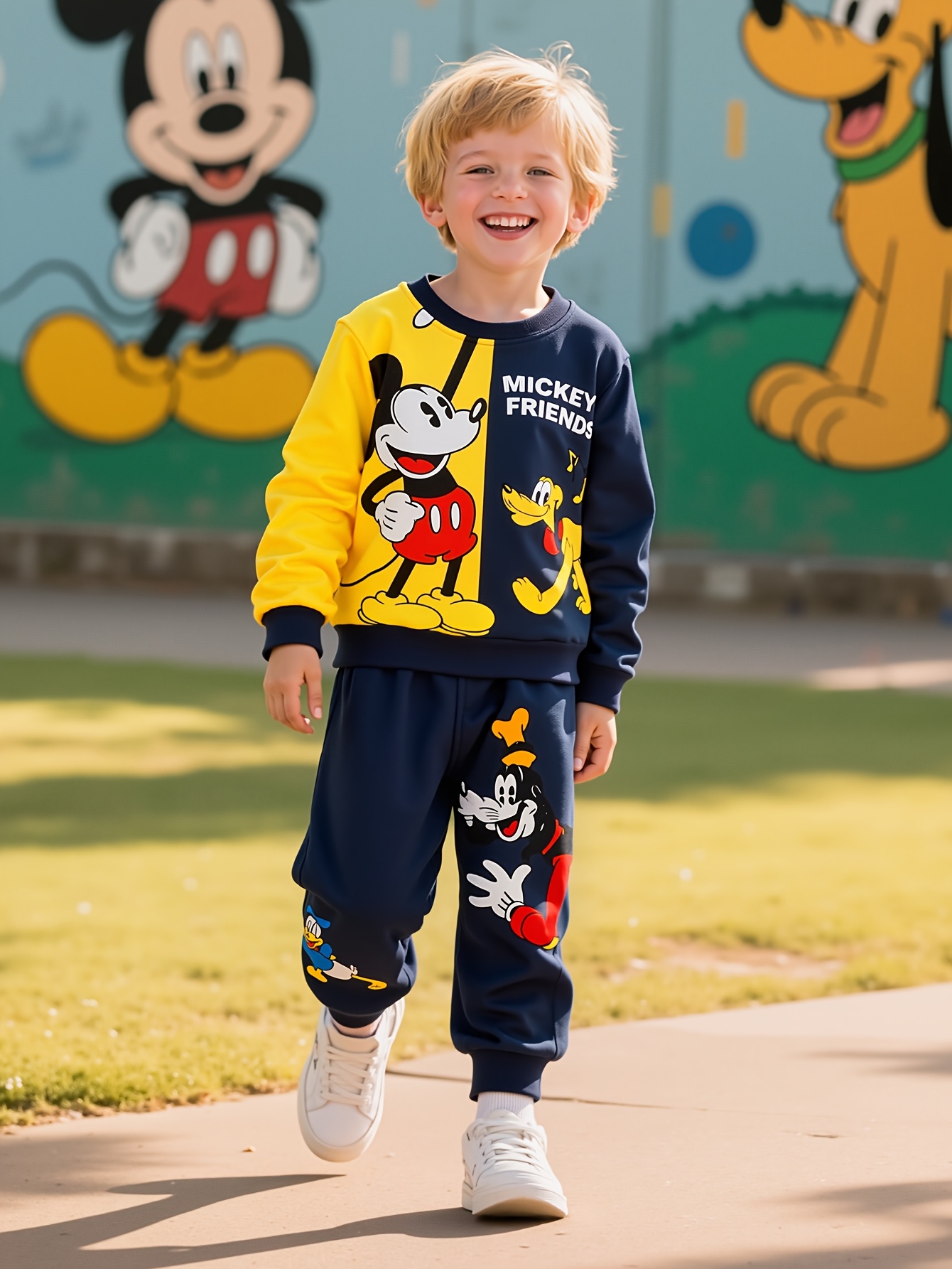 autumn/winter set: yellow navy blue double layered Temu Oman