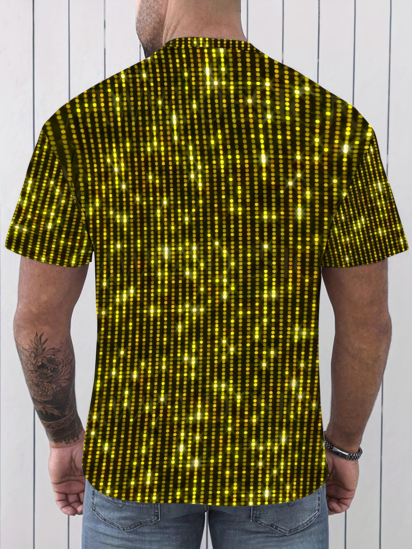남성용 3d 프린팅 네온 그린 골든 매트릭스 티셔츠 레트로 80년대 스타일 캐주얼 반팔 여름 상의 3d 프린 - Temu  Republic of Korea, image size:800x1067