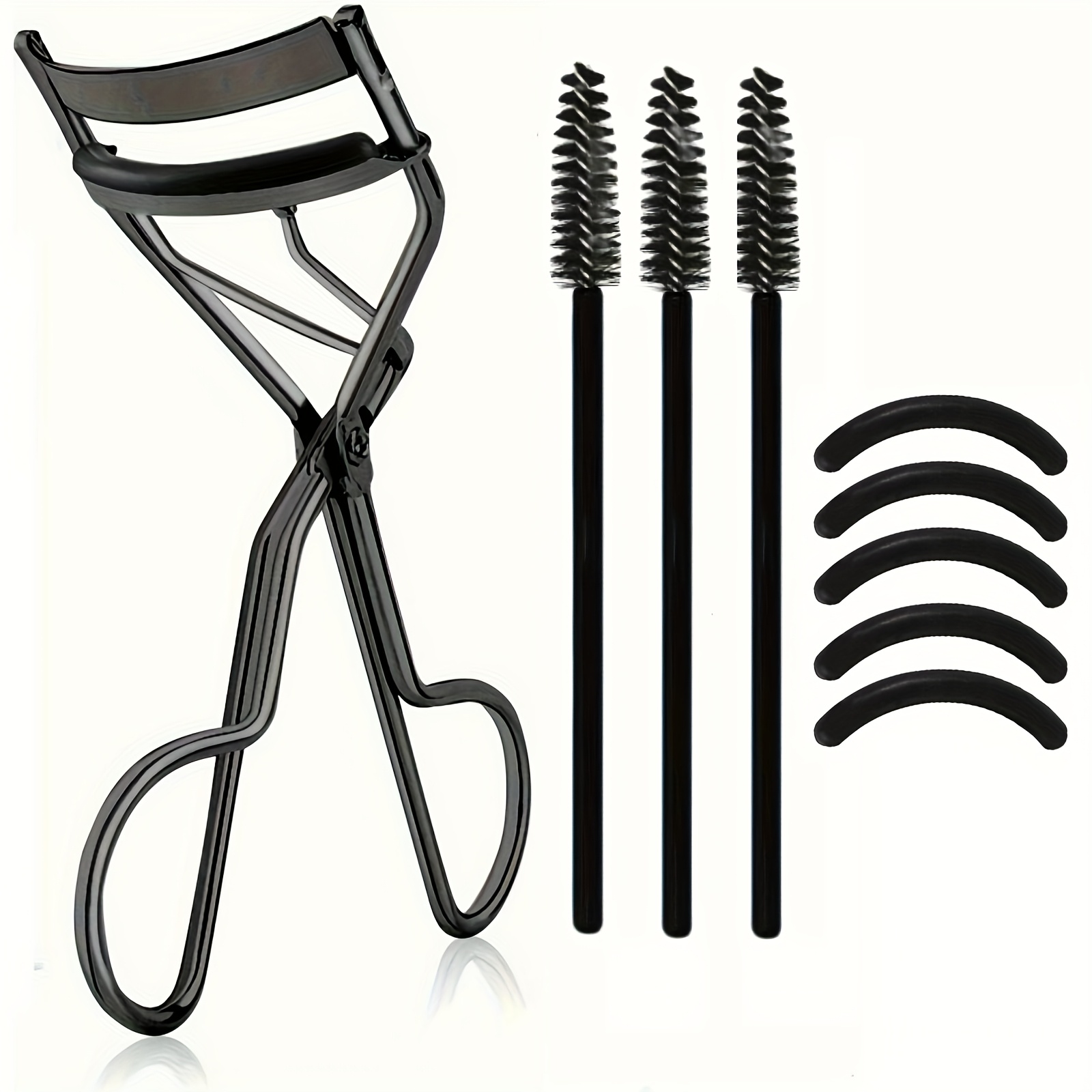TEMU Eyelash Curler, 3 In 1 Lash Curler Kit With Replacement Refill Pads Eyelash Applicator Makeup Tool, Violet Black