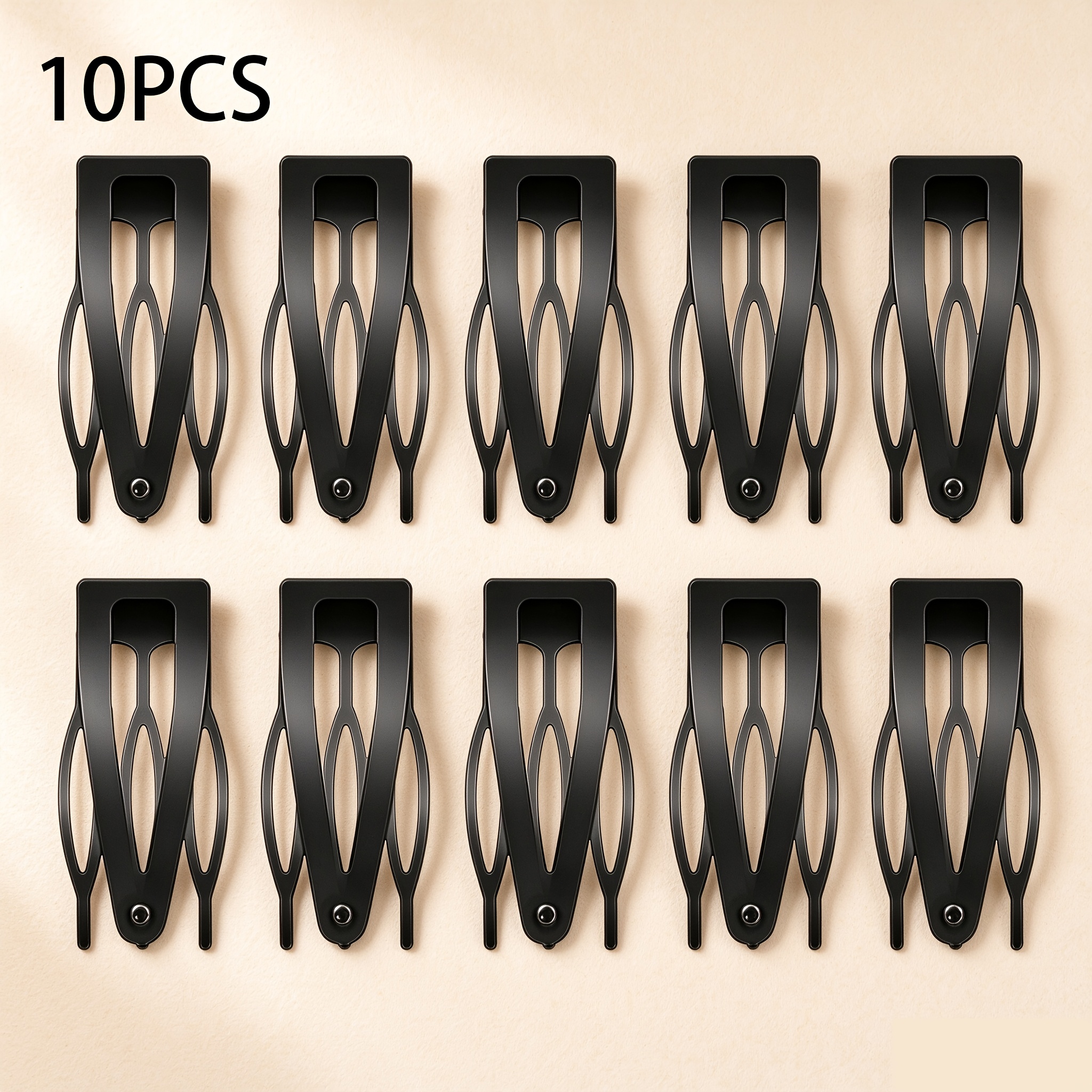 TEMU 10pcs Women's Black Hollow-out Matte Metal Barrette Hair Clips For Flyaways, Daily Commuting Bang Fixing, Invisible Updo Hair Clips For Makeup