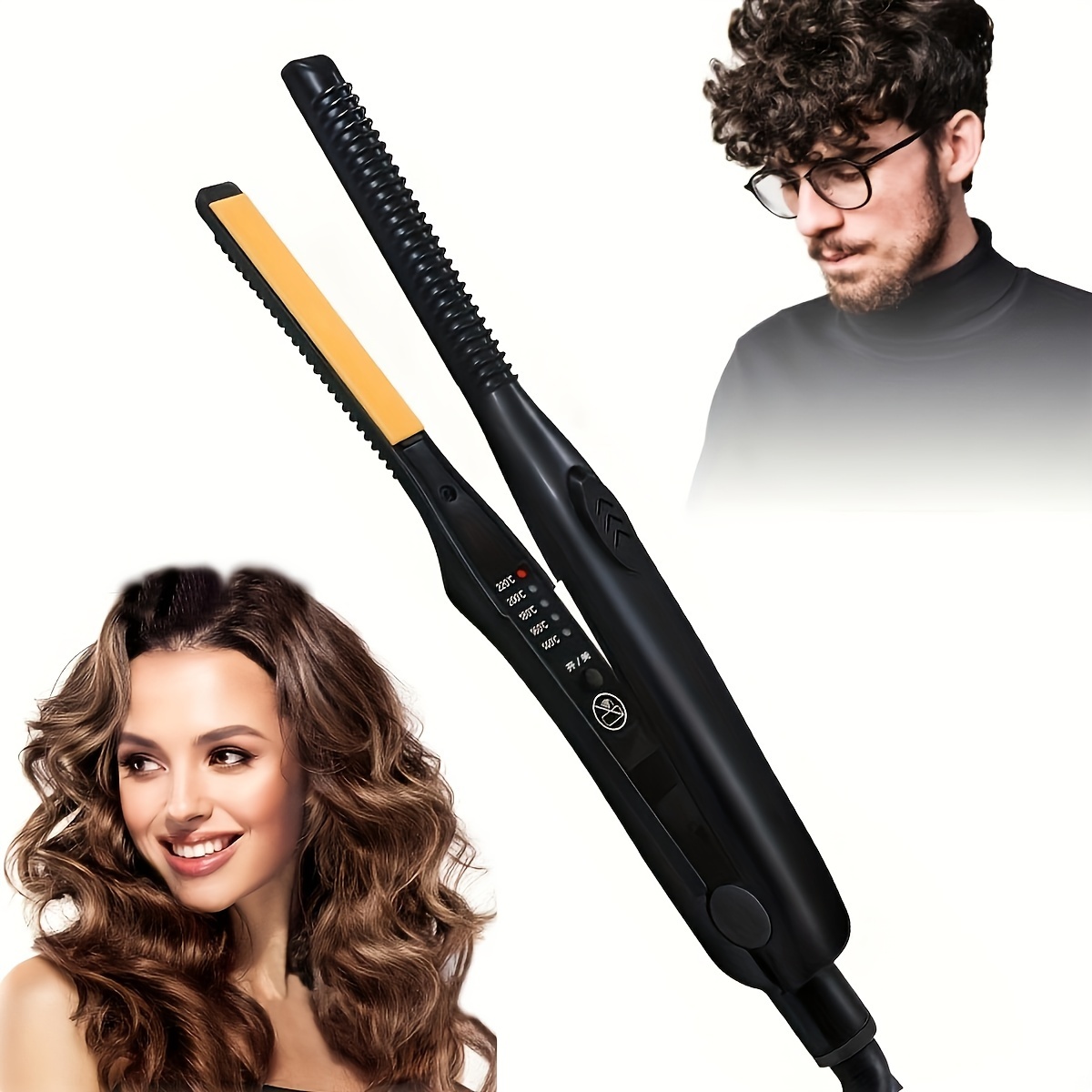 

2-in-1 Hair Straightener & Curler - Dual-function Styling Tool With Heat, Perfect Gift For Women, 110v Us Plug, Portable, Flat Iron, Dual Voltage, Fast Heating