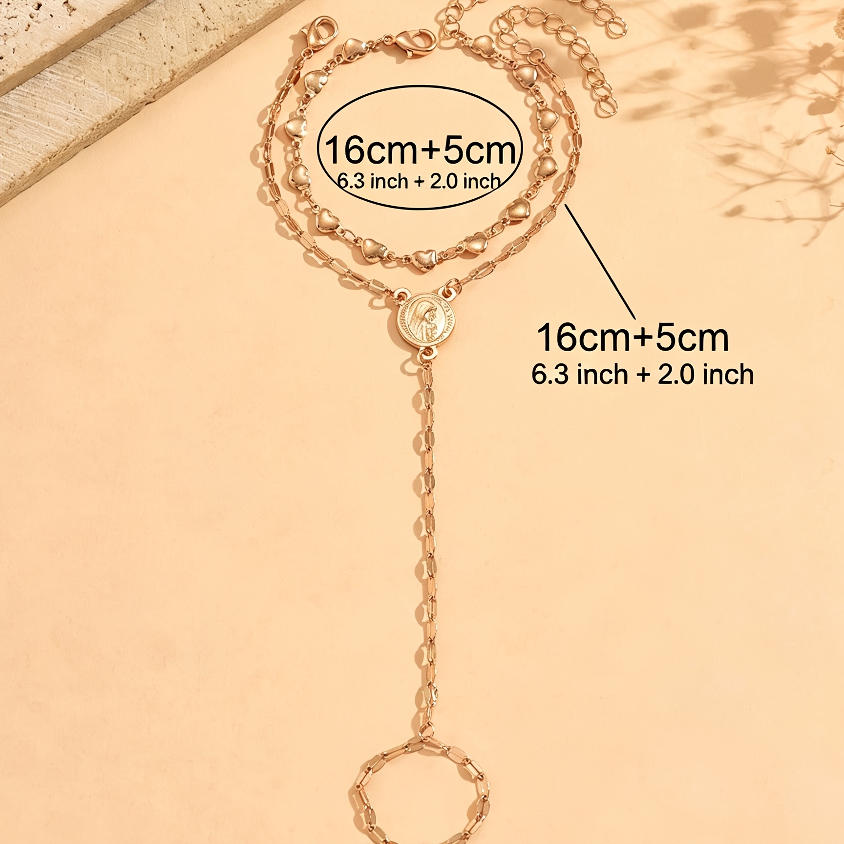 2pc Stylish Golden-Tone Stackable Heart Bracelets Set