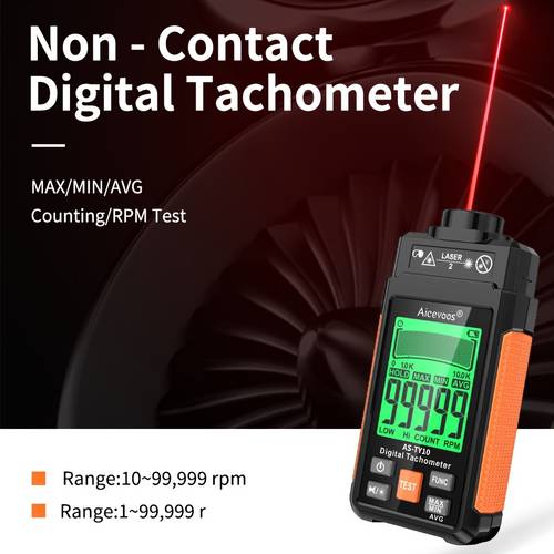 professional digital non contact laser tachometer with backlit display 10 99999 rpm range 0 01 handheld design speed measurement battery powered batteries not included speed measurement tool ergonomic handheld device durable construction